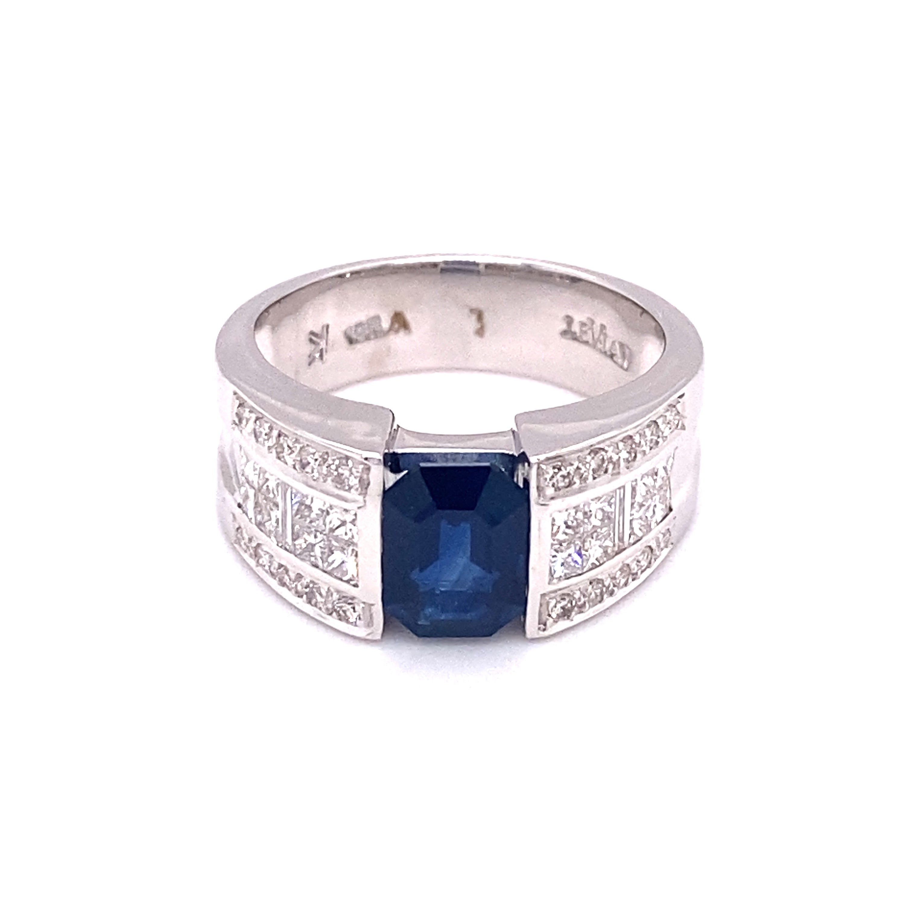 LE VIAN 1.10ct Sapphire and Diamond Tension Set Ring in 18K White Gold