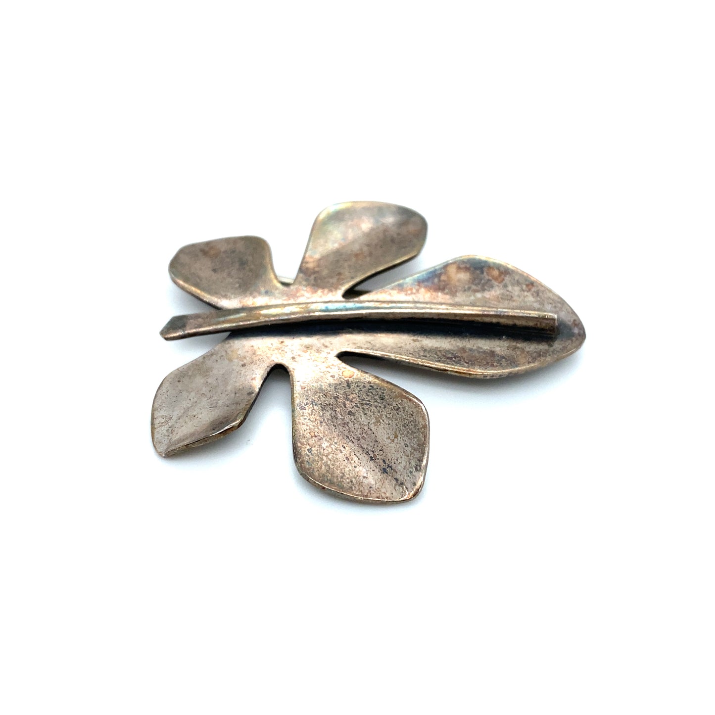 Circa 1980s Leaf Brooch in Sterling Silver