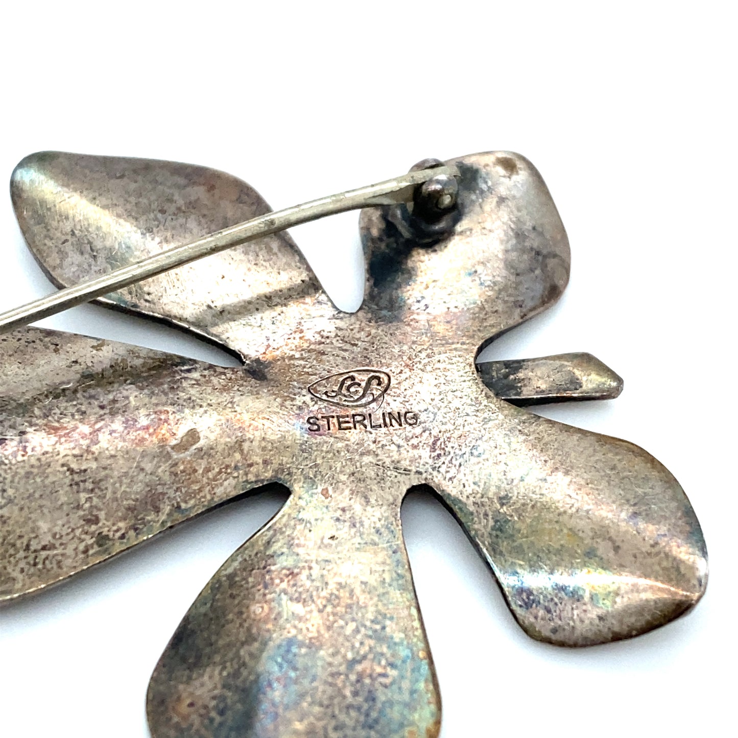 Circa 1980s Leaf Brooch in Sterling Silver