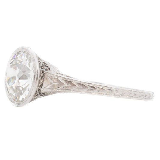 Circa 1920s Platinum GIA 2.04ct Old European Diamond Engagement Ring
