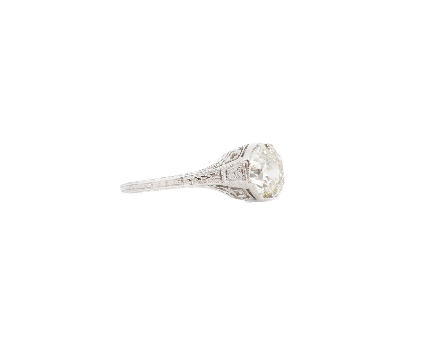 Circa 1920s Platinum GIA 1.20ct Old European Diamond Engagement Ring