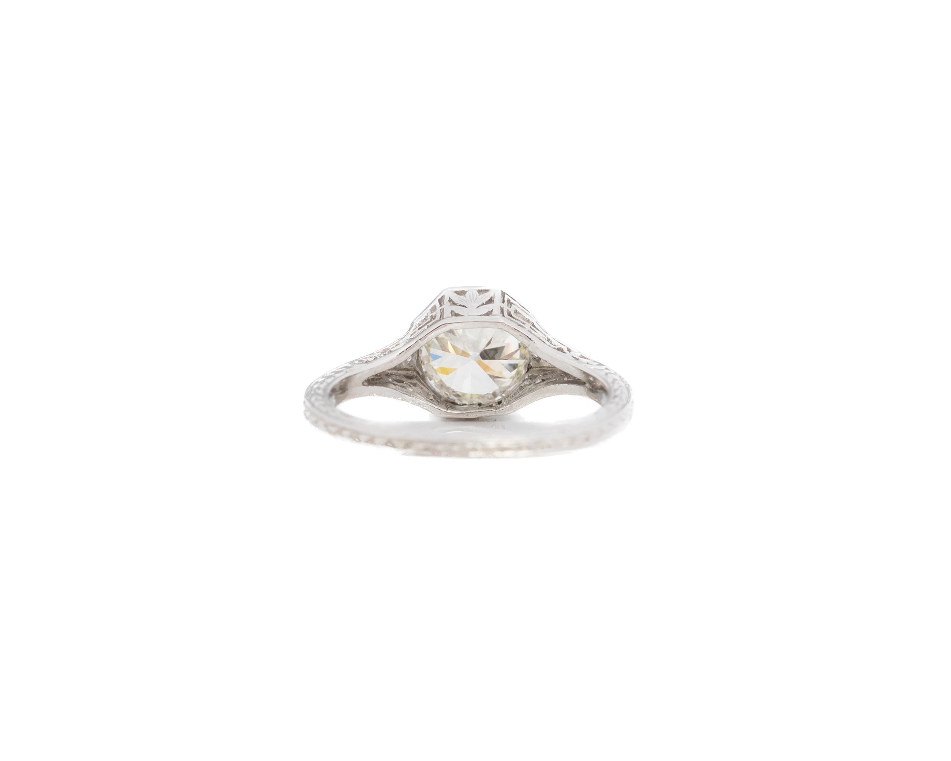 Circa 1920s Platinum GIA 1.20ct Old European Diamond Engagement Ring