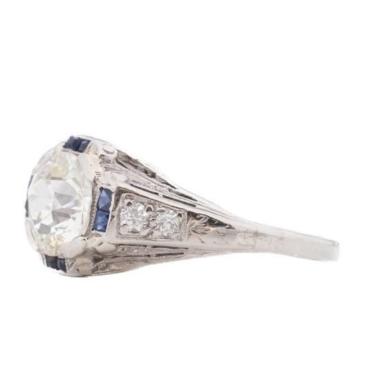 Circa 1920s Platinum GIA .79ct Old European Brilliant Diamond Engagement Ring