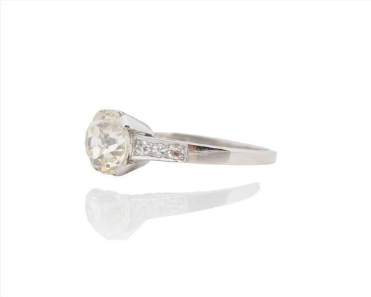 Circa 1920s GIA 2.04ct Old European Brilliant Diamond Platinum Engagement Ring