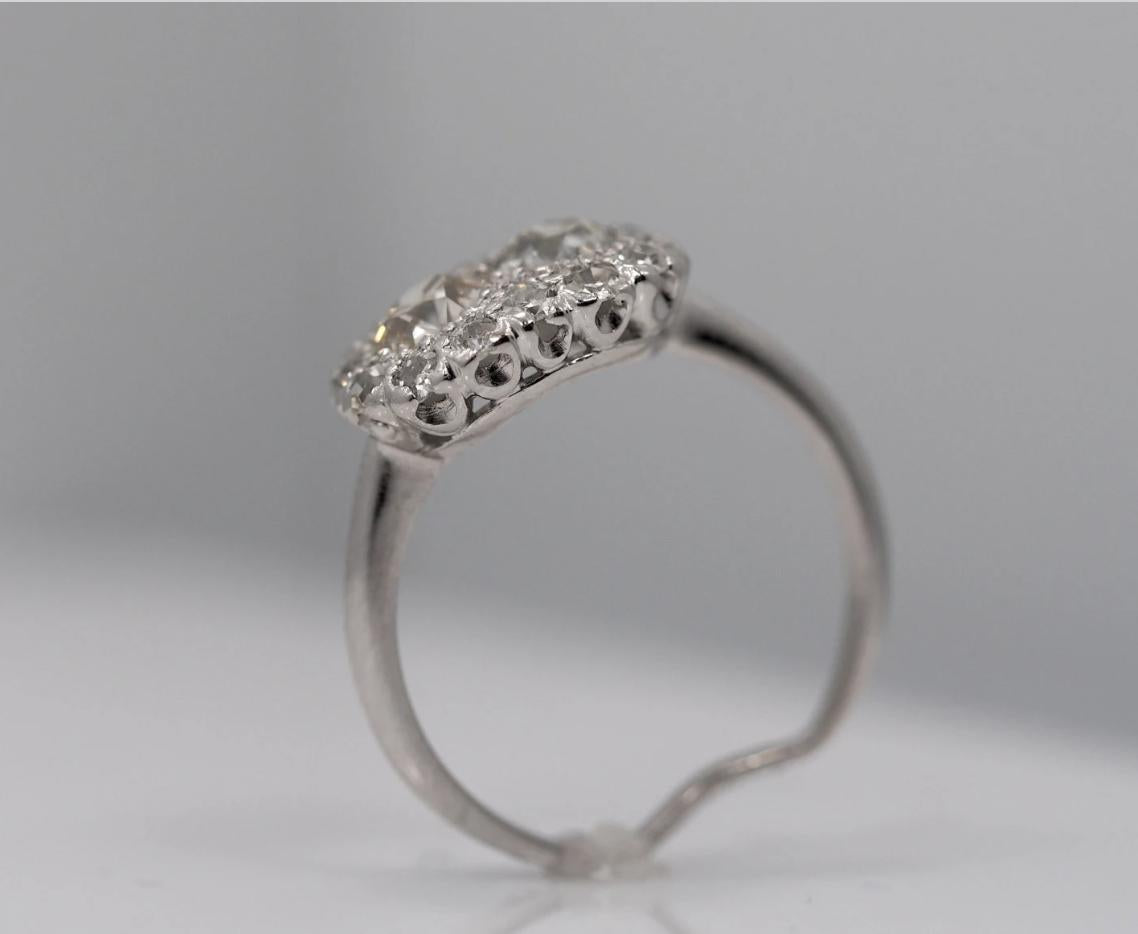 Antique Platinum Engagement Ring with 1.00cttw Old European cut Diamonds VEG #78