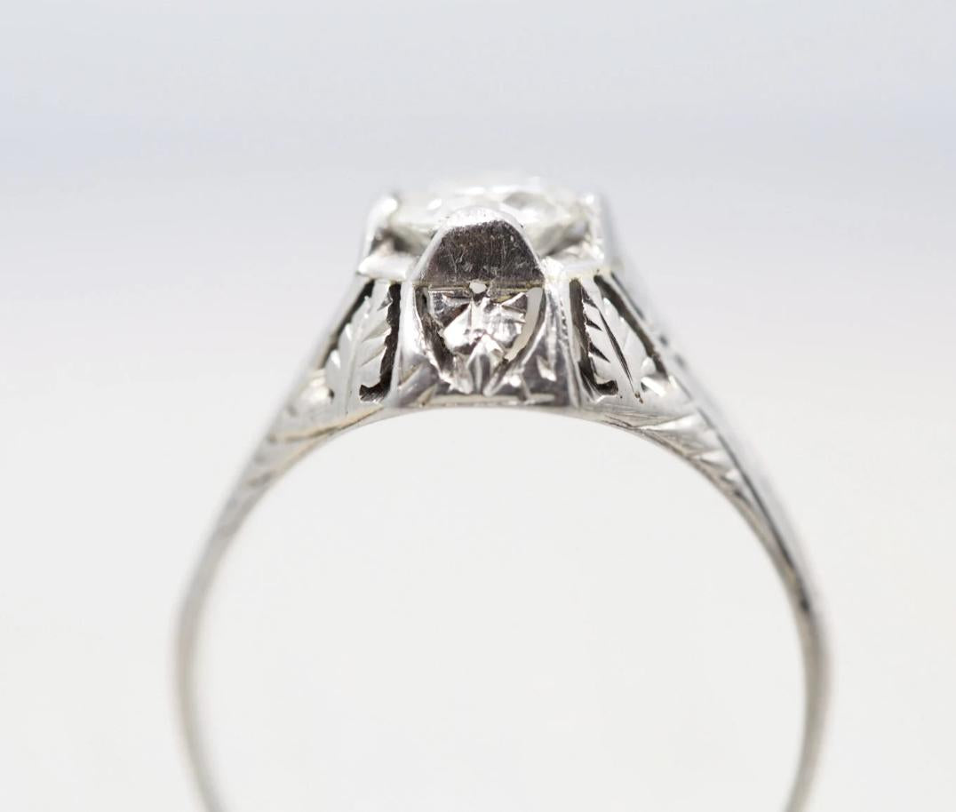 Antique Old European Brilliant Diamond White Gold Edwardian Engagement Ring