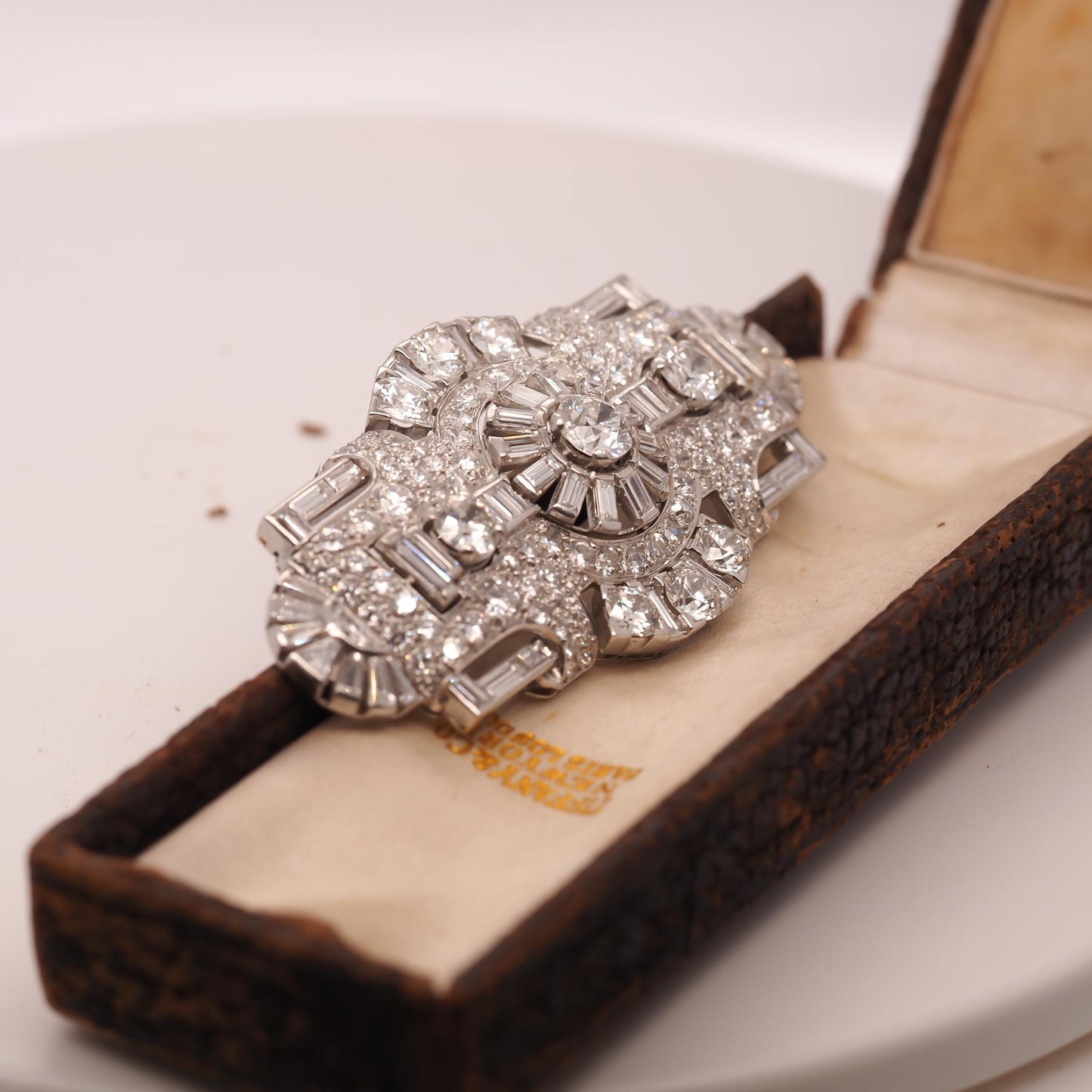 Circa 1930s Platinum Art Deco Ornate Diamond Brooch