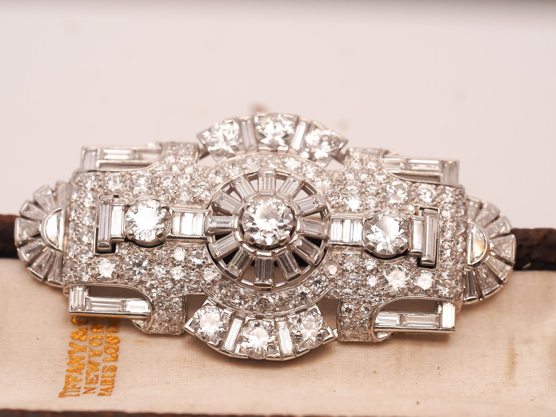 Circa 1930s Platinum Art Deco Ornate Diamond Brooch