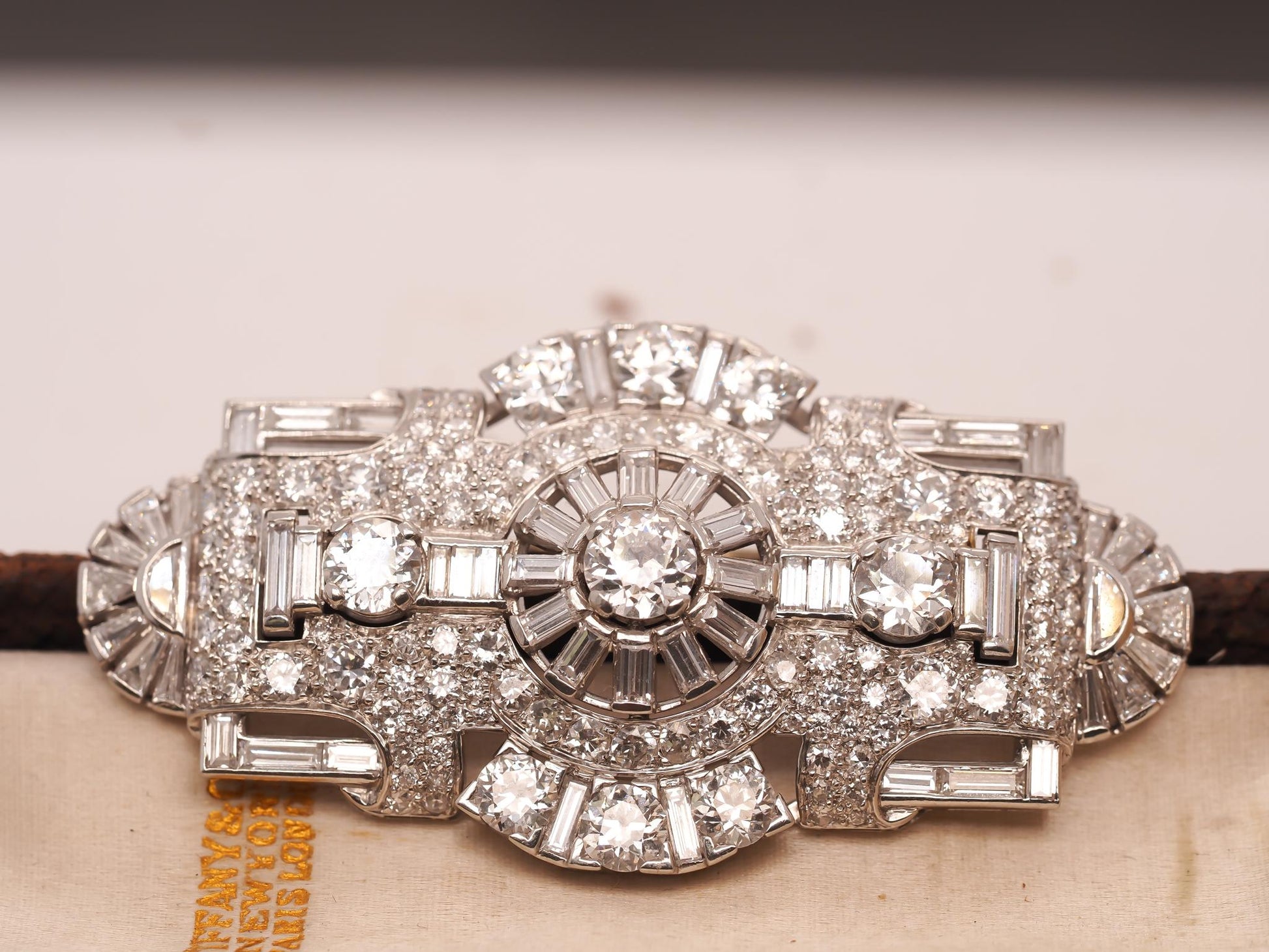 Circa 1930s Platinum Art Deco Ornate Diamond Brooch