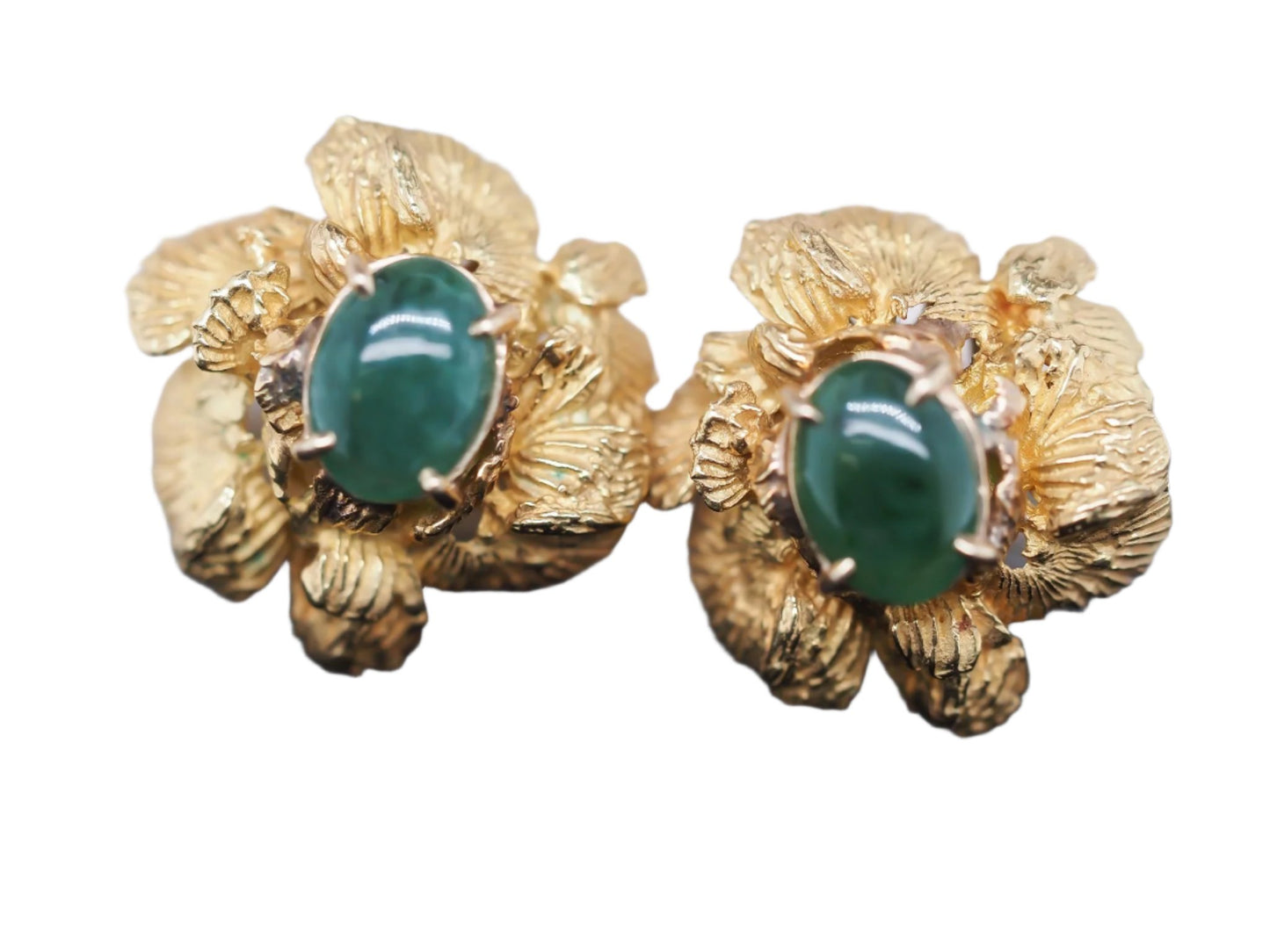 Vintage Marcus & Co. 18K Yellow Gold and Jade Earrings