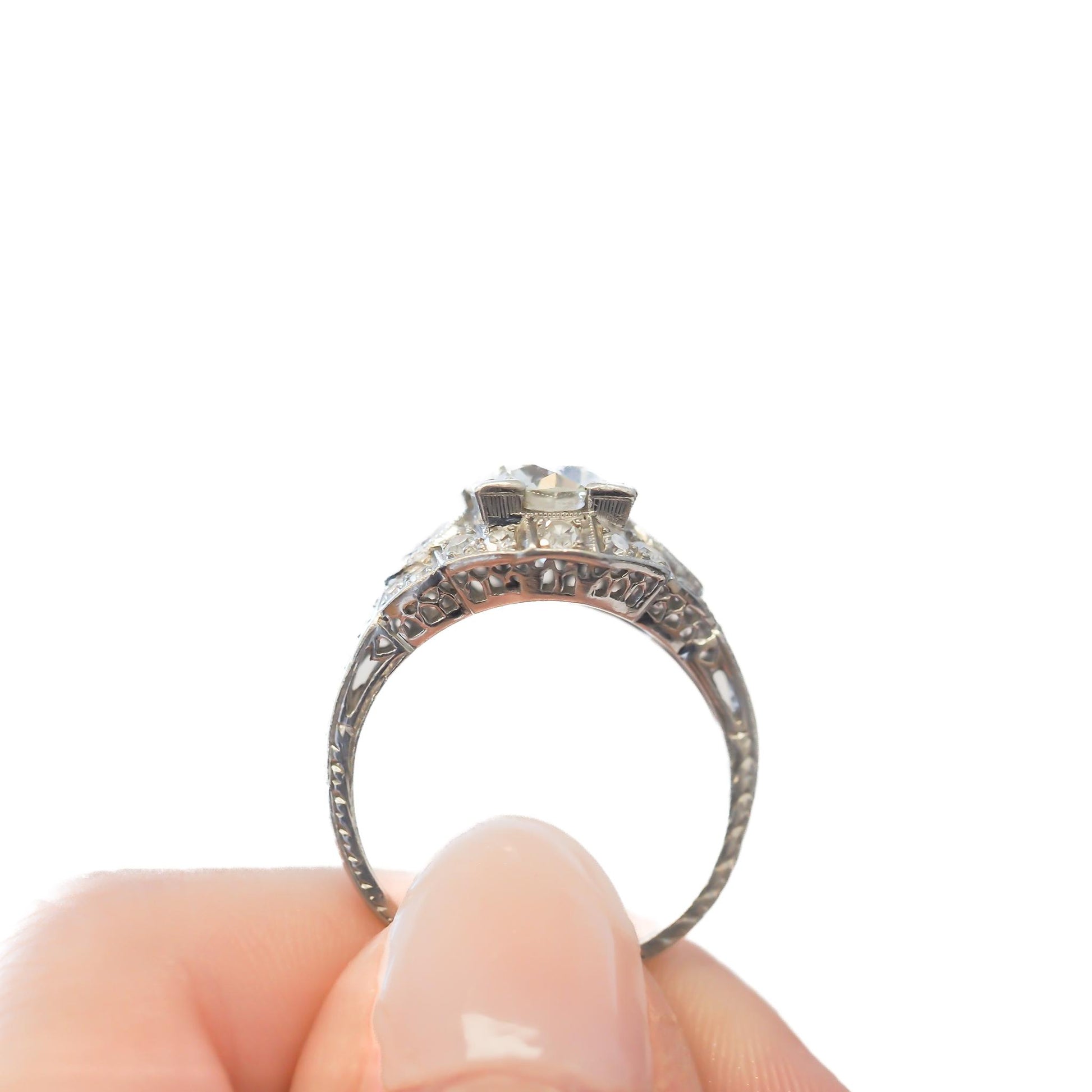 Circa 1930s 1.30ct Platinum Old European Diamond Engagement Ring