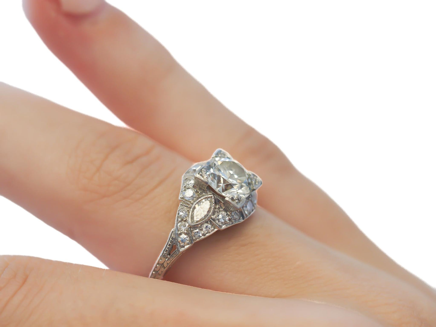 Circa 1930s 1.30ct Platinum Old European Diamond Engagement Ring