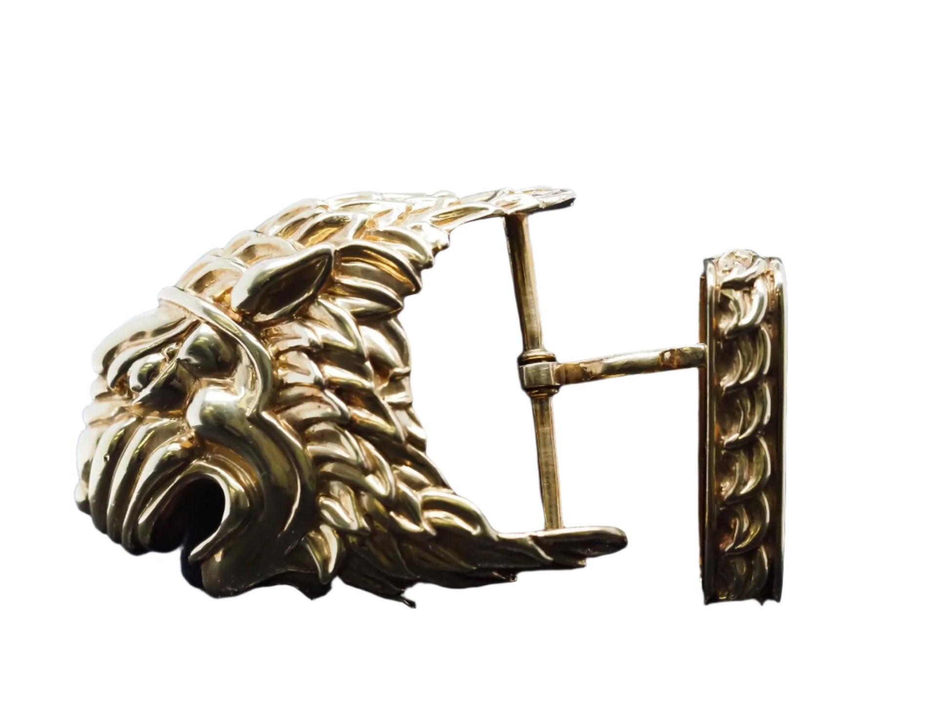 David Webb 18K Lion Yellow Gold Belt Buckle