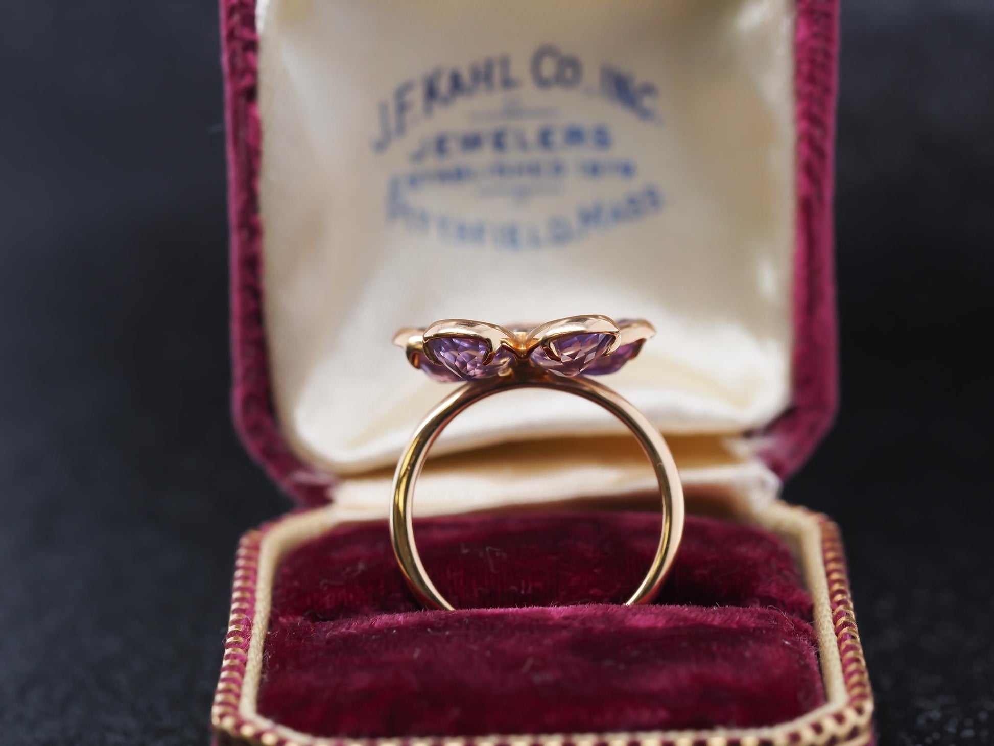 Tiffany & Co. 18K Rose Gold Amethyst and Diamond Flower Ring