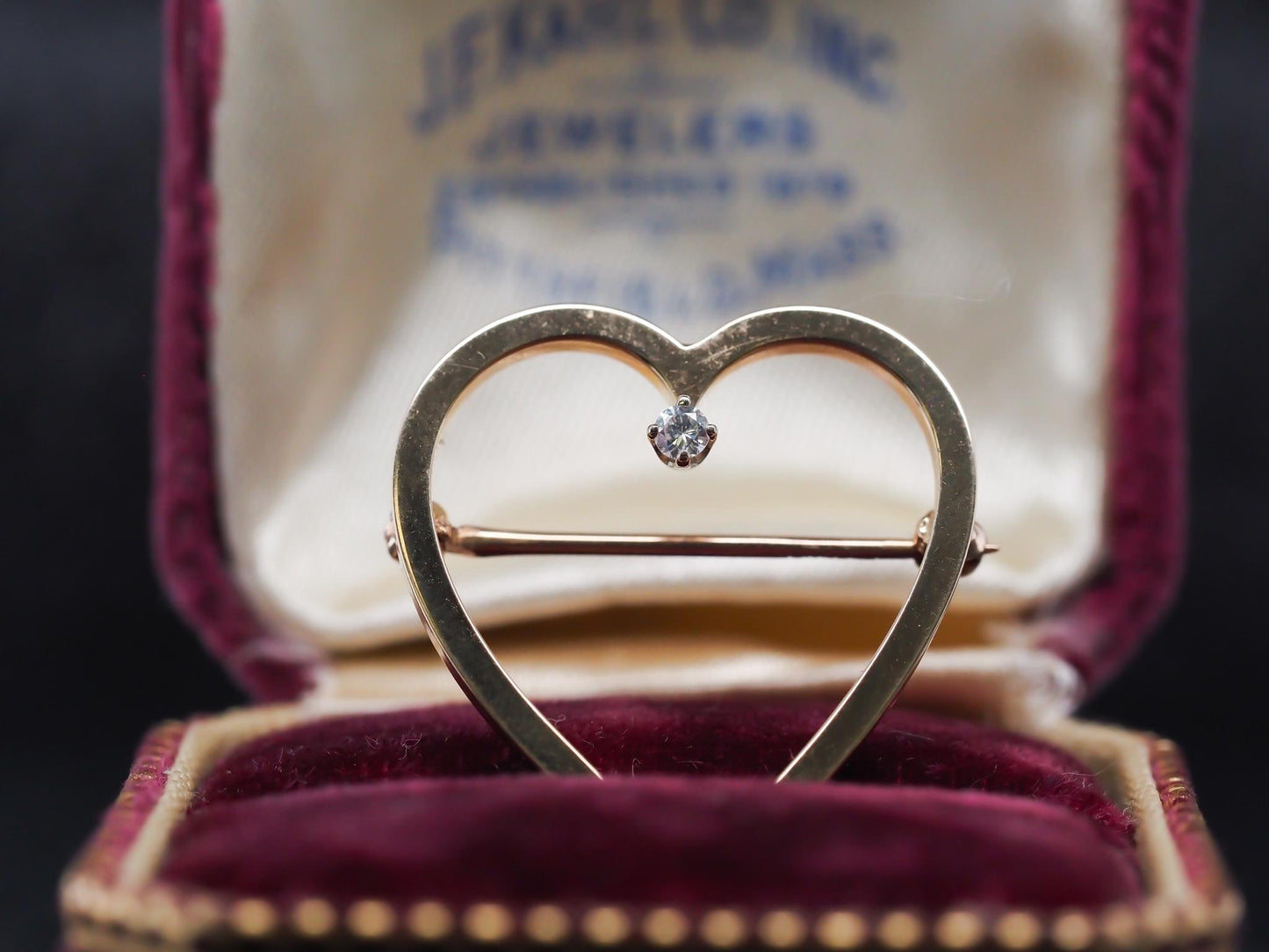 Circa 1970s Tiffany & Co 14K Yellow Gold Diamond Heart Pendant