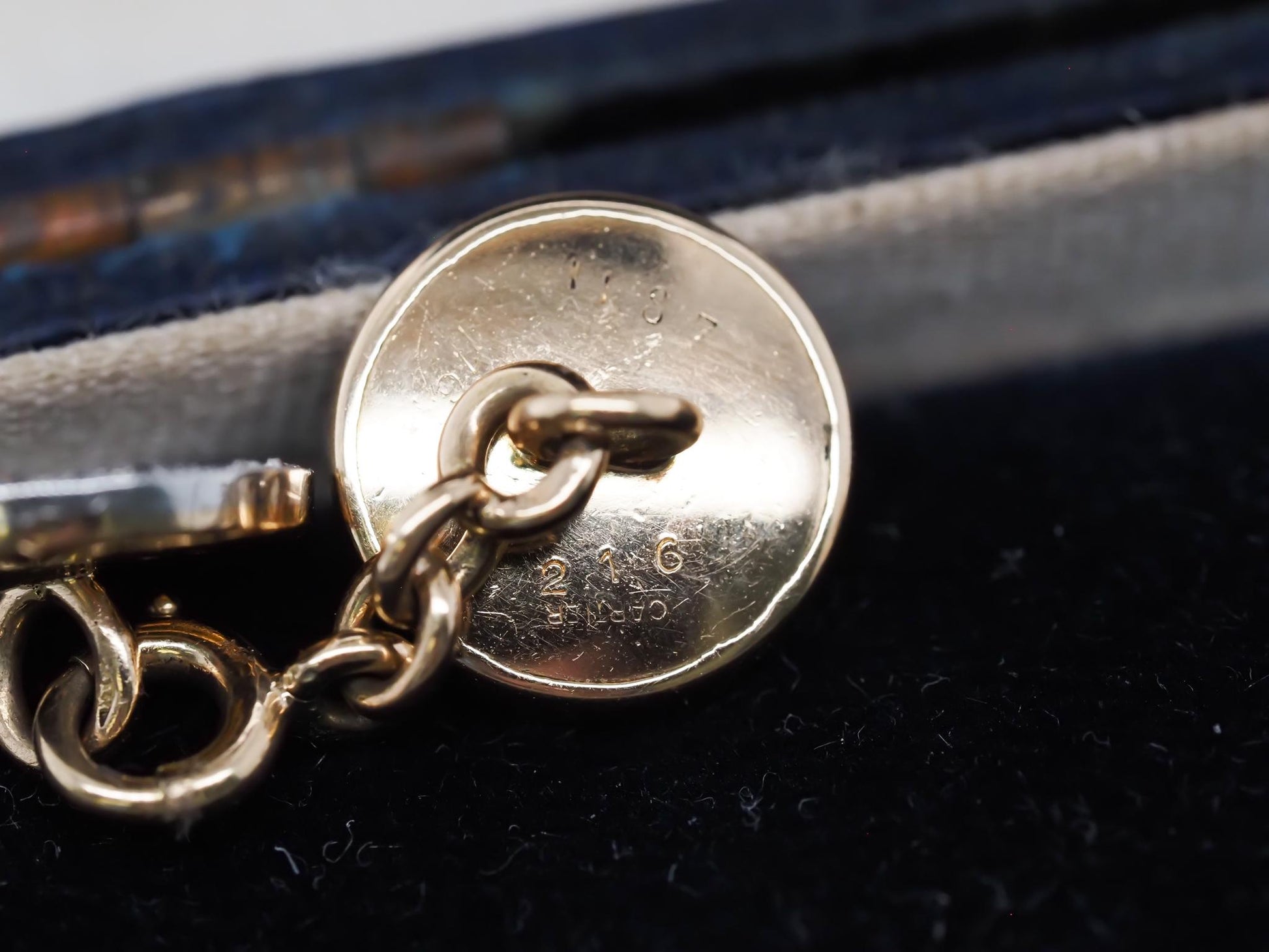 Circa 1920s Cartier Onyx and Diamond Cufflinks with French Hallmarks and Serial