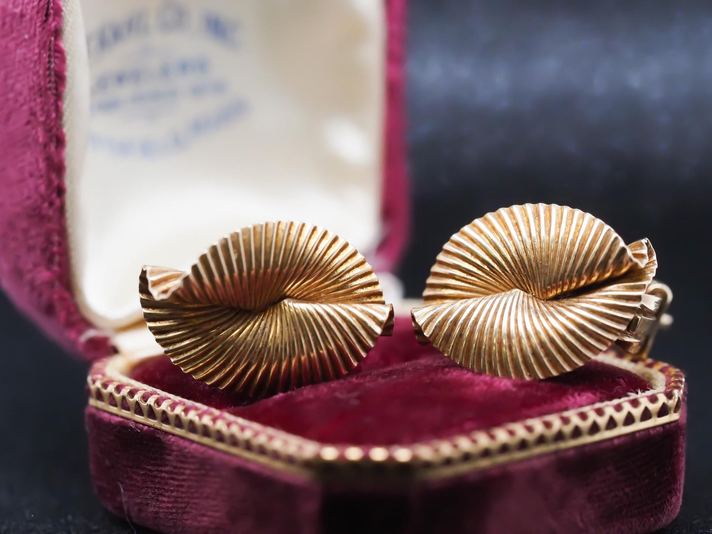 Circa 1950s Cartier 14K Yellow Gold Swirl Design Earrings