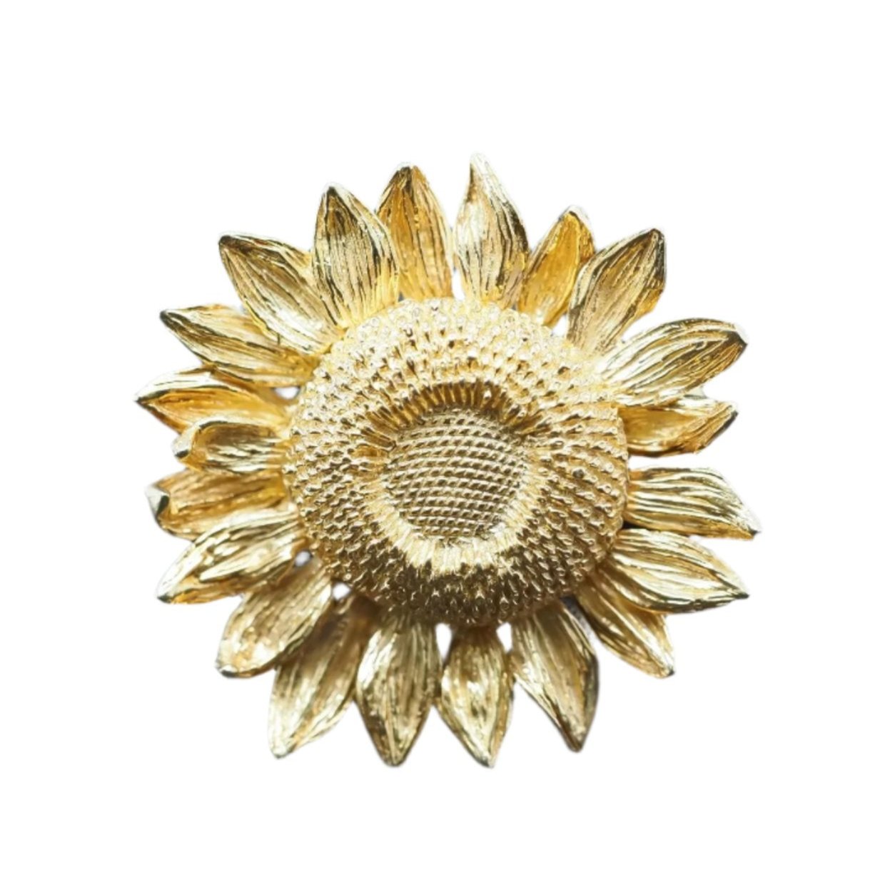 Vintage ASPREY 18K Yellow Gold Sunflower Brooch