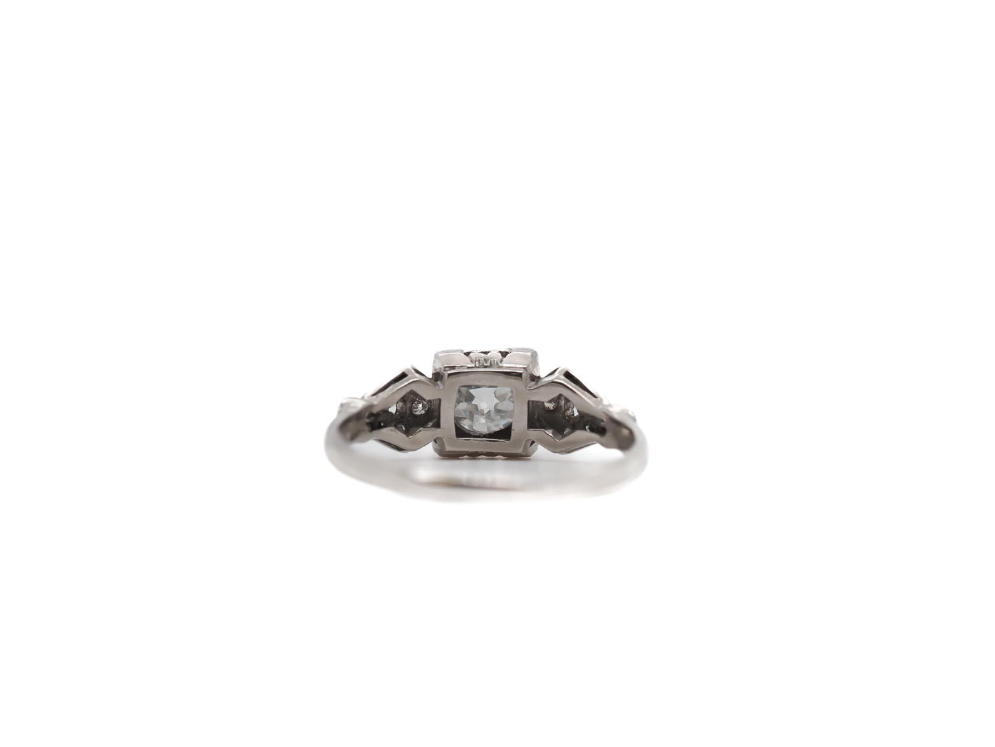 Circa 1920s GIA .55ct Old European Diamond Platinum Engagement Ring