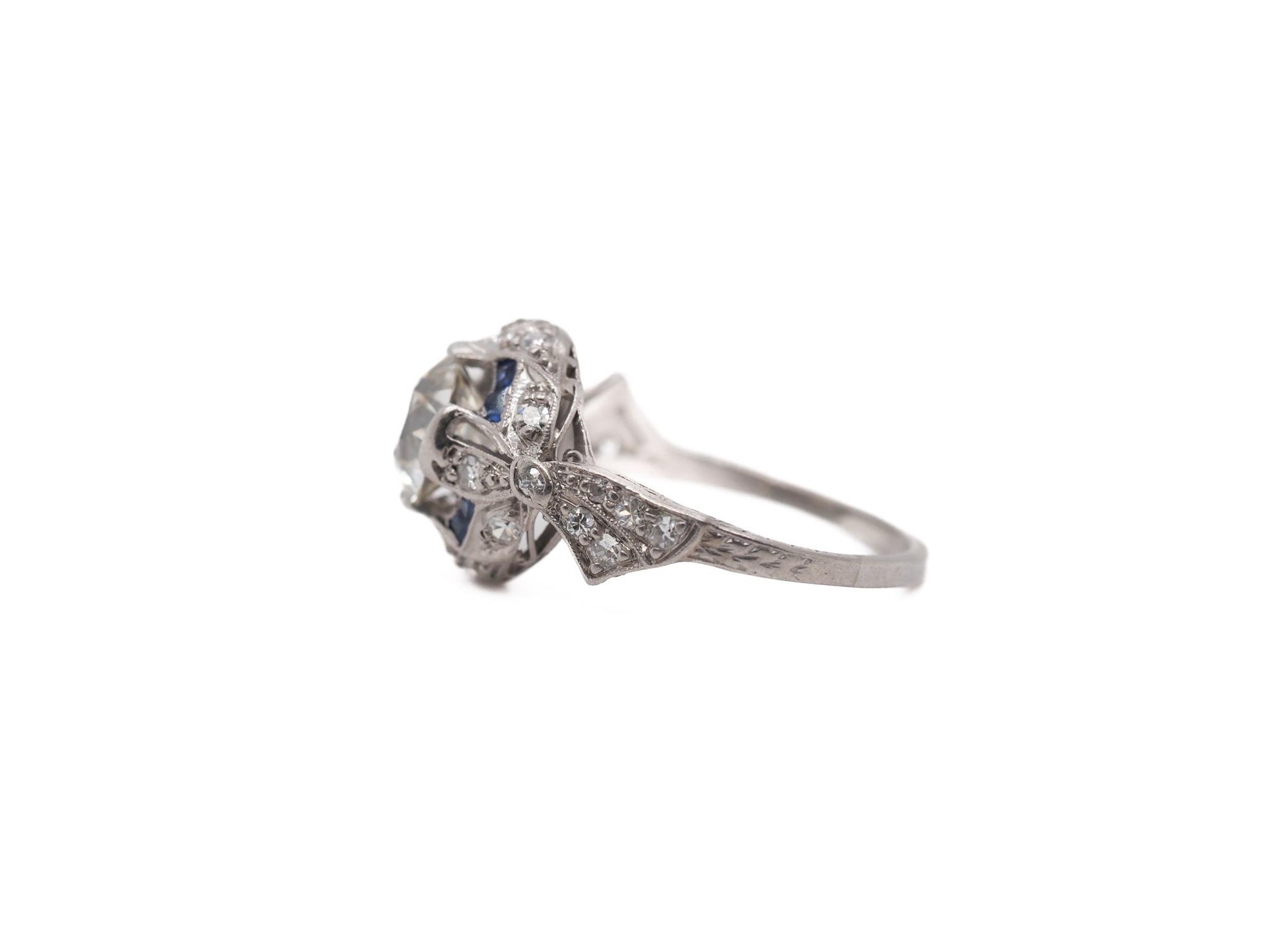 Circa 1920s GIA 1.54ct Old European Diamond Platinum Engagement Ring