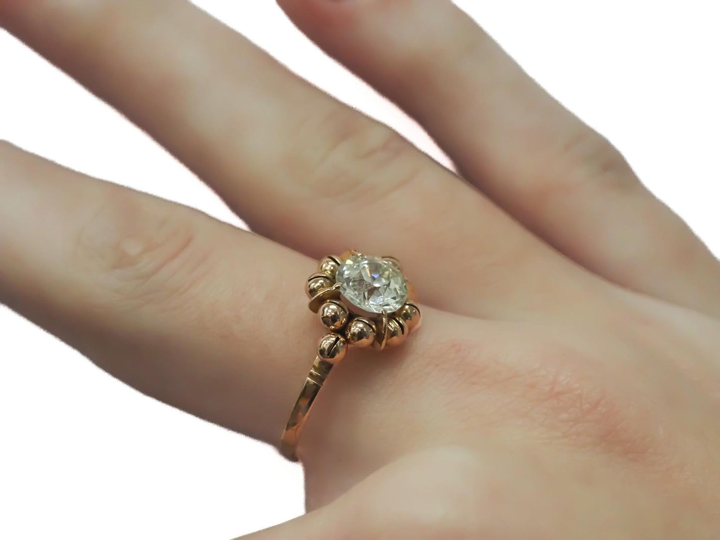 Circa 1900s GIA 1.59ct 14K Yellow Gold Old European Diamond Engagement Ring