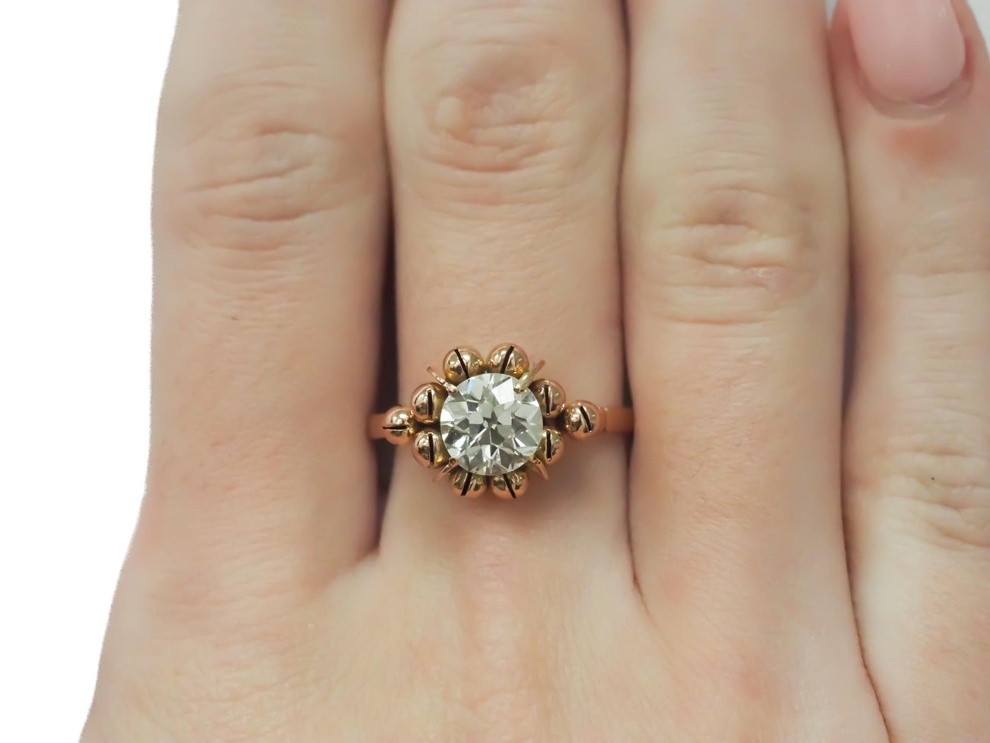 Circa 1900s GIA 1.59ct 14K Yellow Gold Old European Diamond Engagement Ring