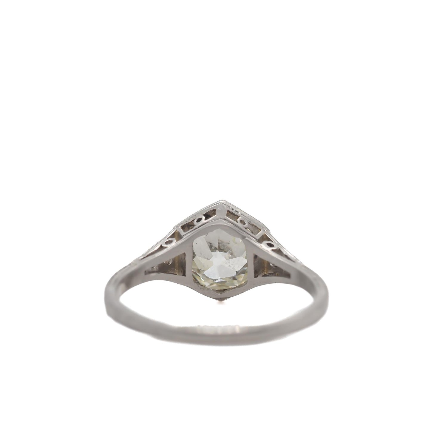 Circa 1920s Platinum GIA 1.32ct Old European Brilliant Diamond Engagement Ring