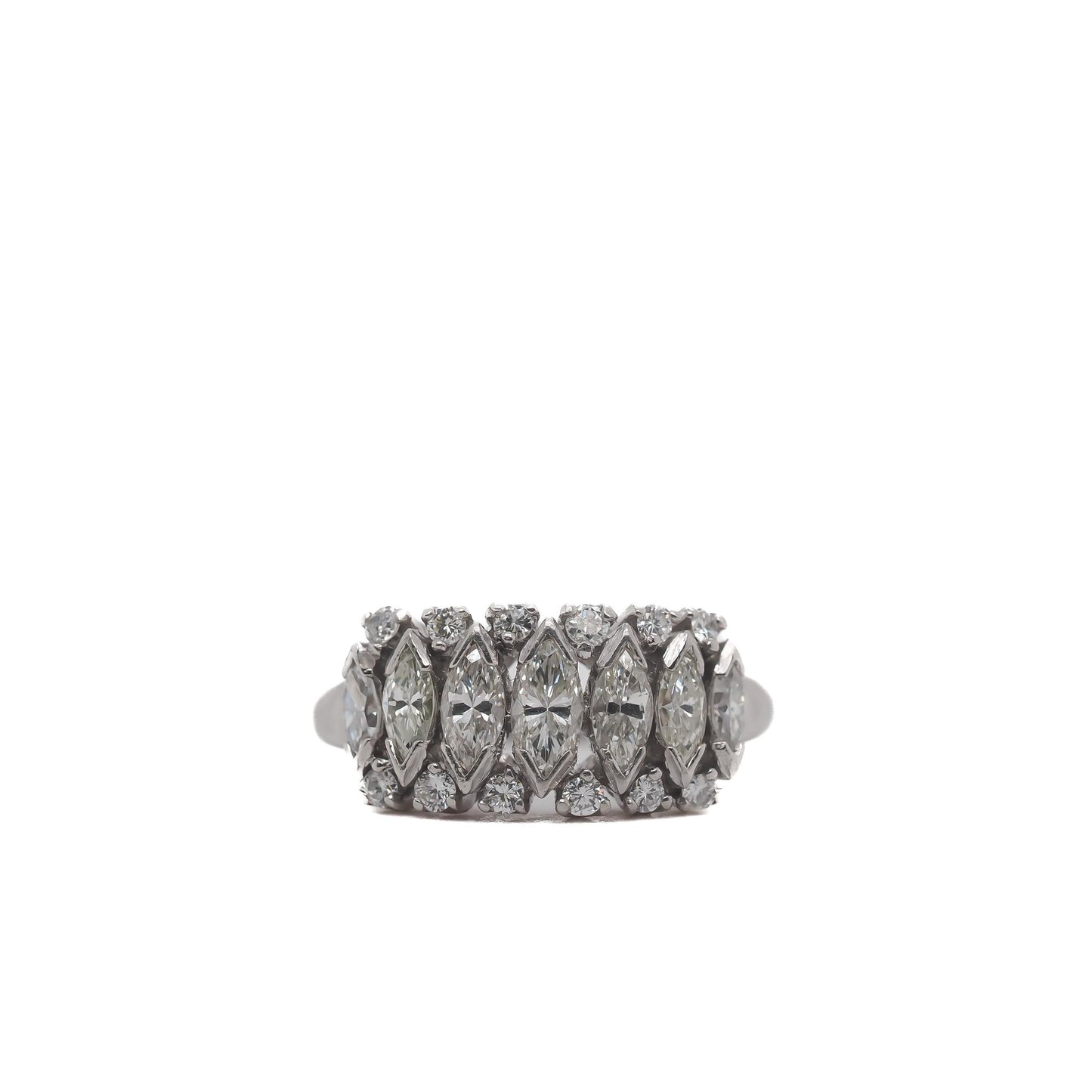 Circa 1950s Antique Marquise Diamond Band Ring