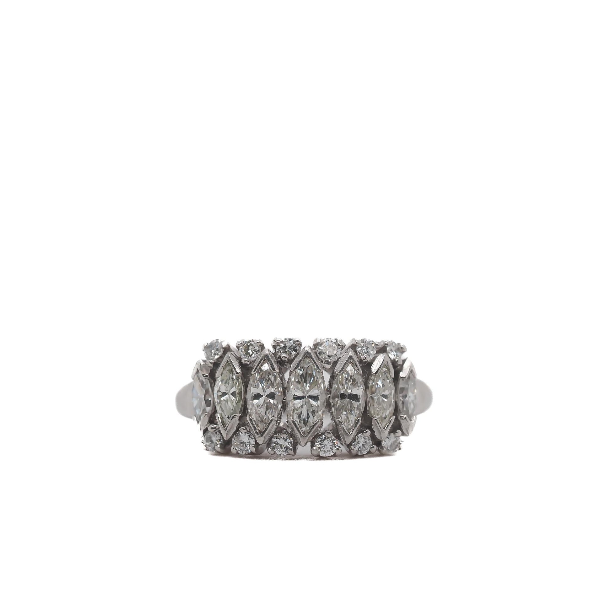 Circa 1950s Antique Marquise Diamond Band Ring