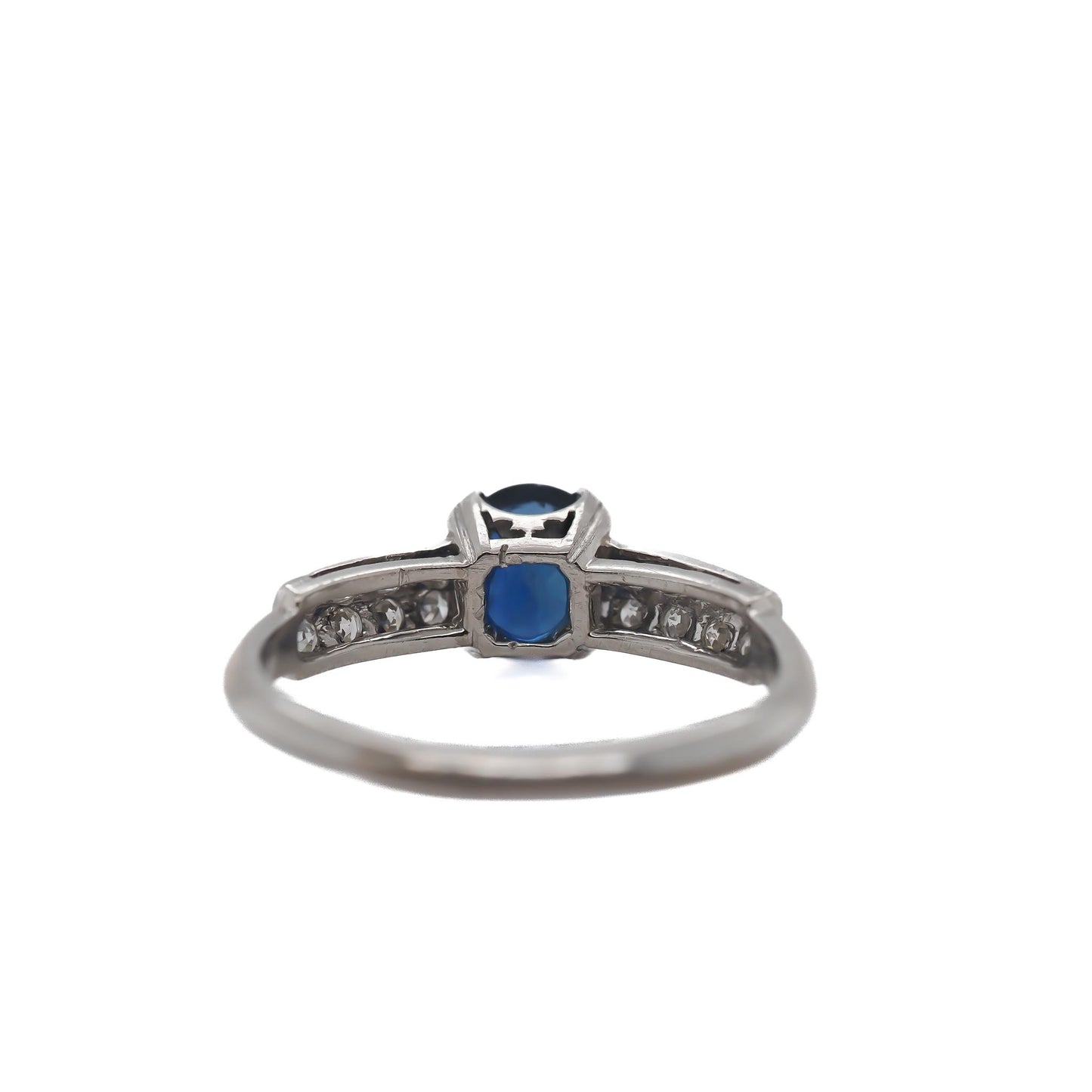 Circa 1930s AGL Certified Burma Unheated Sapphire and Diamond Engagement Ring