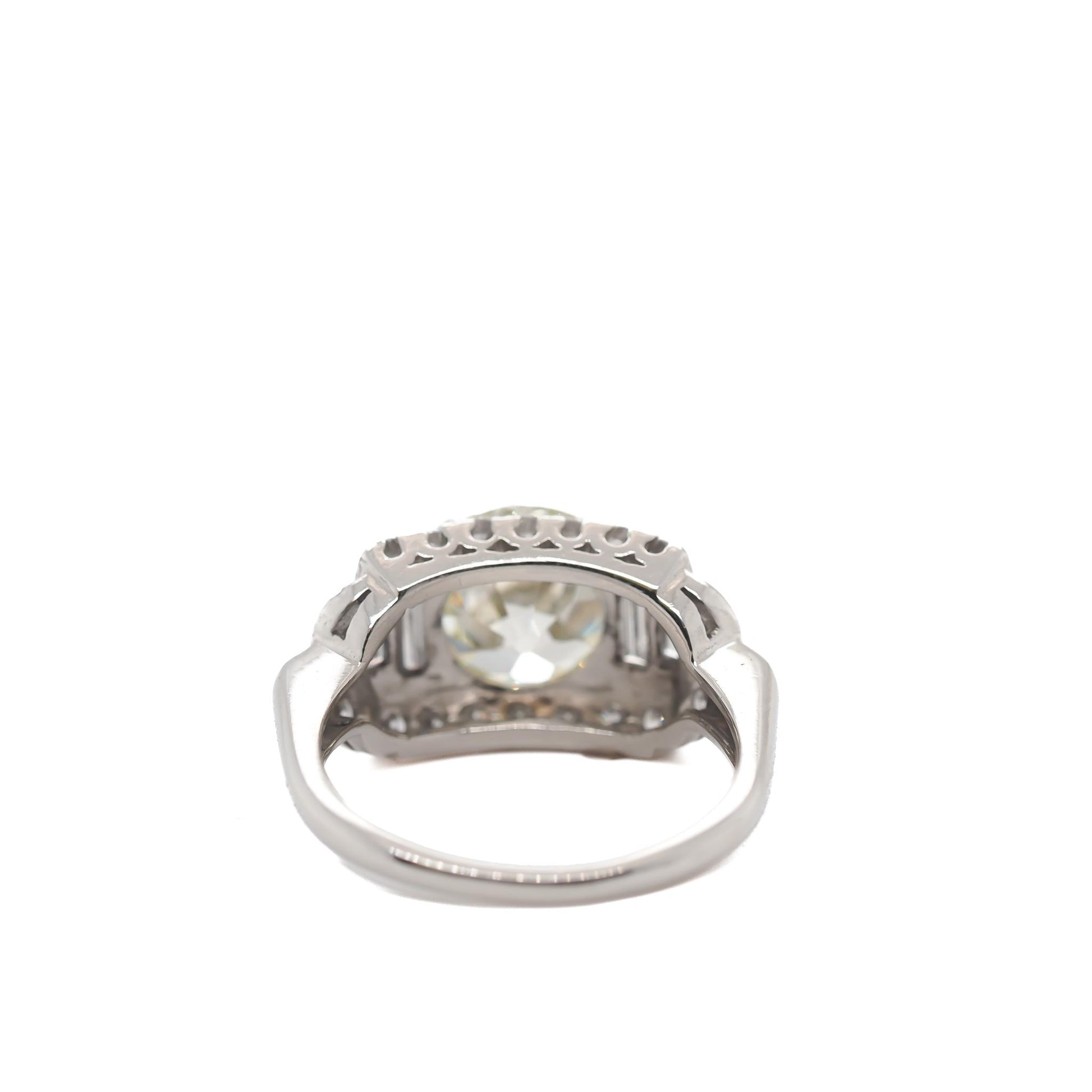 Circa 1930s Platinum GIA 3.27ct Old European Brilliant Diamond Engagement Ring