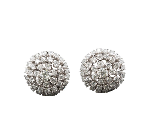 Circa 1940s Platinum Old European Diamond Cluster Earrings - VHK#261a