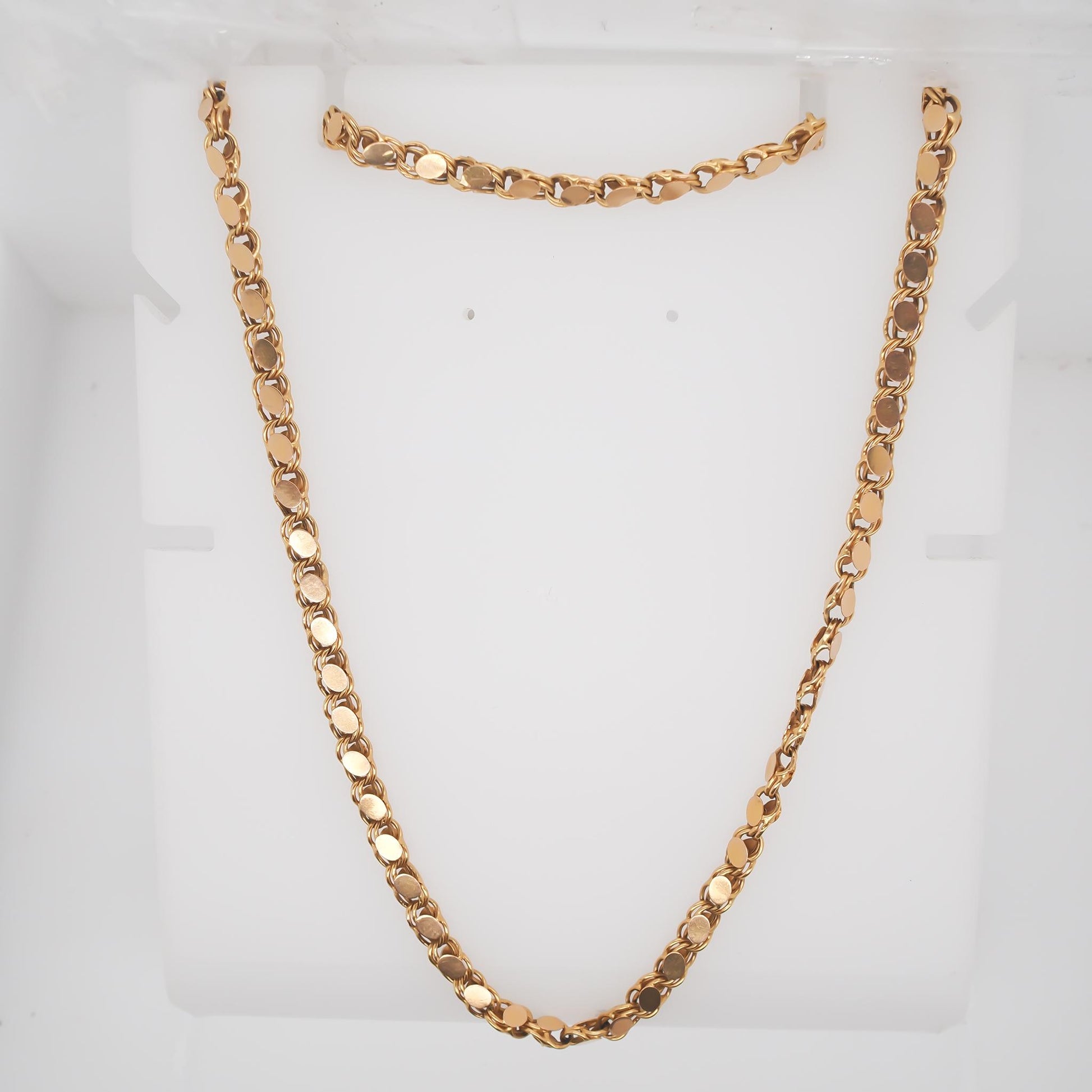 Antique 18K Yellow Gold Chain 29 inch length with unique clasp