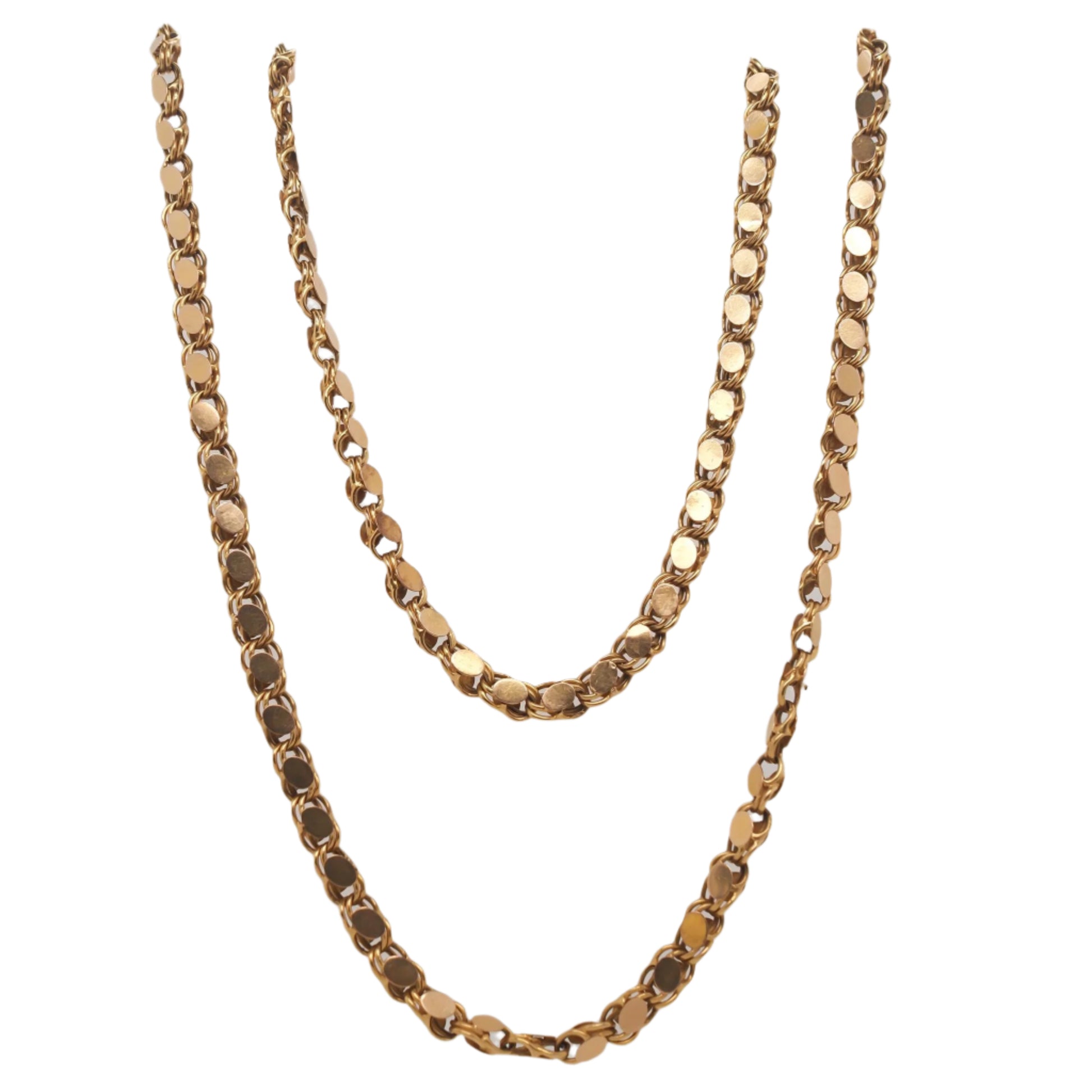 Antique 18K Yellow Gold Chain 29 inch length with unique clasp