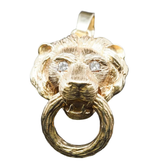 Van Cleef & Arpels Lion Doorknocker Pendant with Diamond Eyes