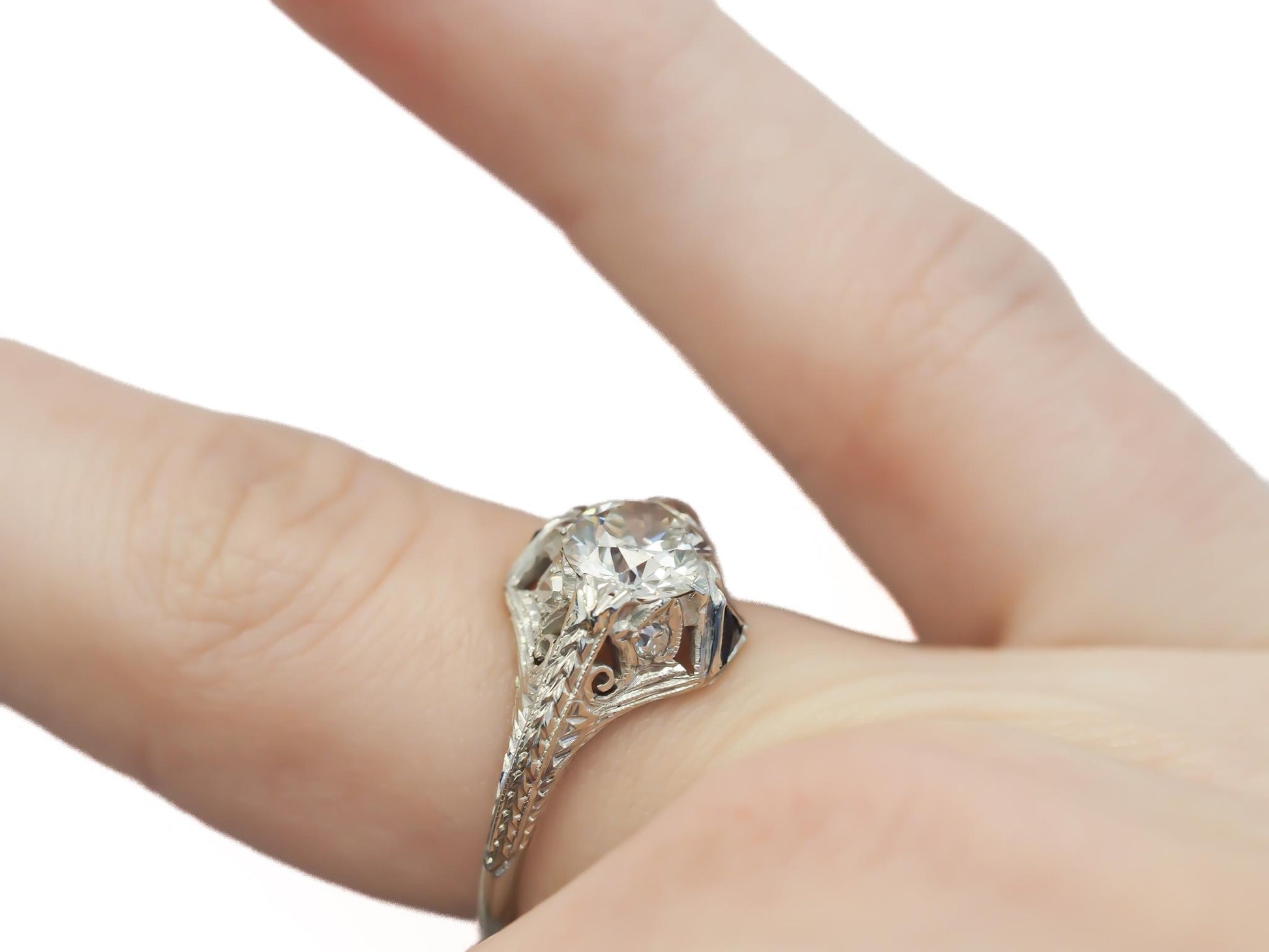 Circa 1930s GIA 1.03ct Old European Diamond Engagement Ring