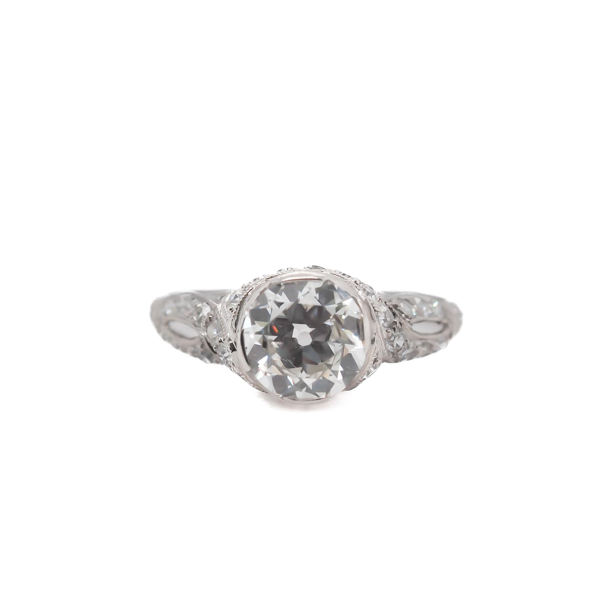 Circa 1920s Platinum  GIA 1.25ct Old European Diamond Engagement Ring