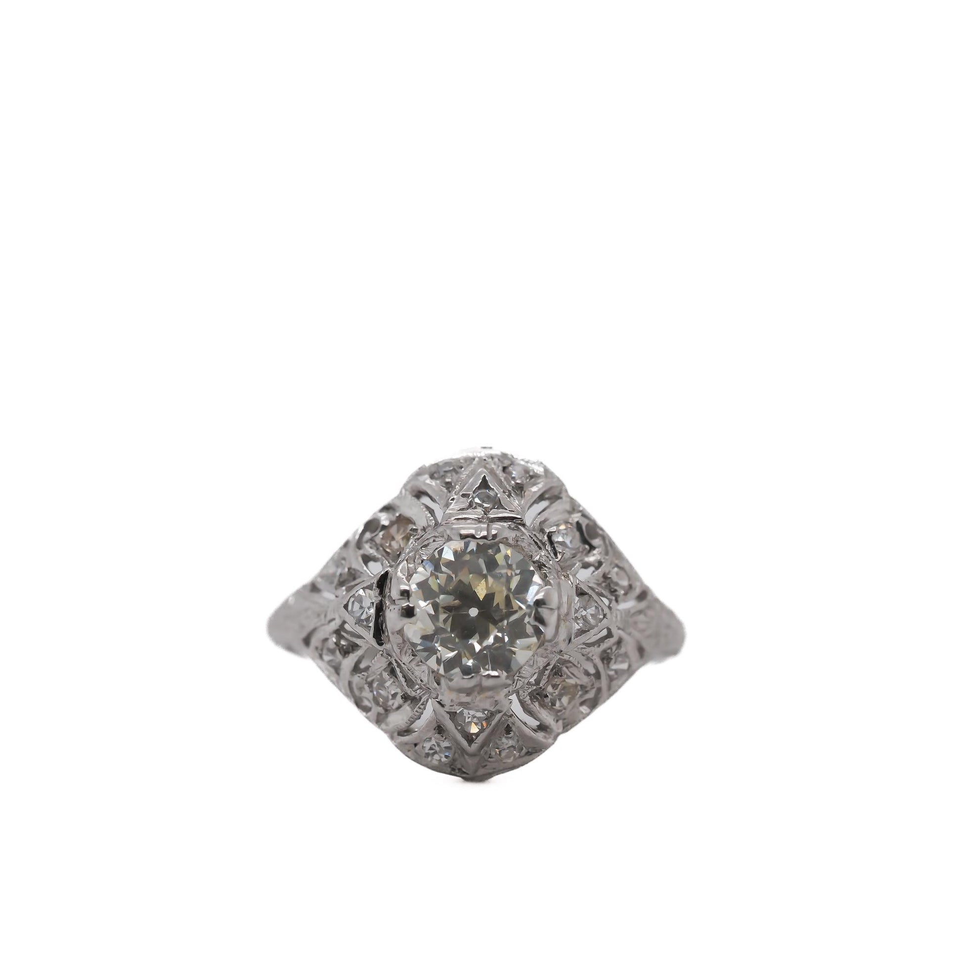 Circa 1920s GIA 1.08ct Old European Diamond Engagement Ring