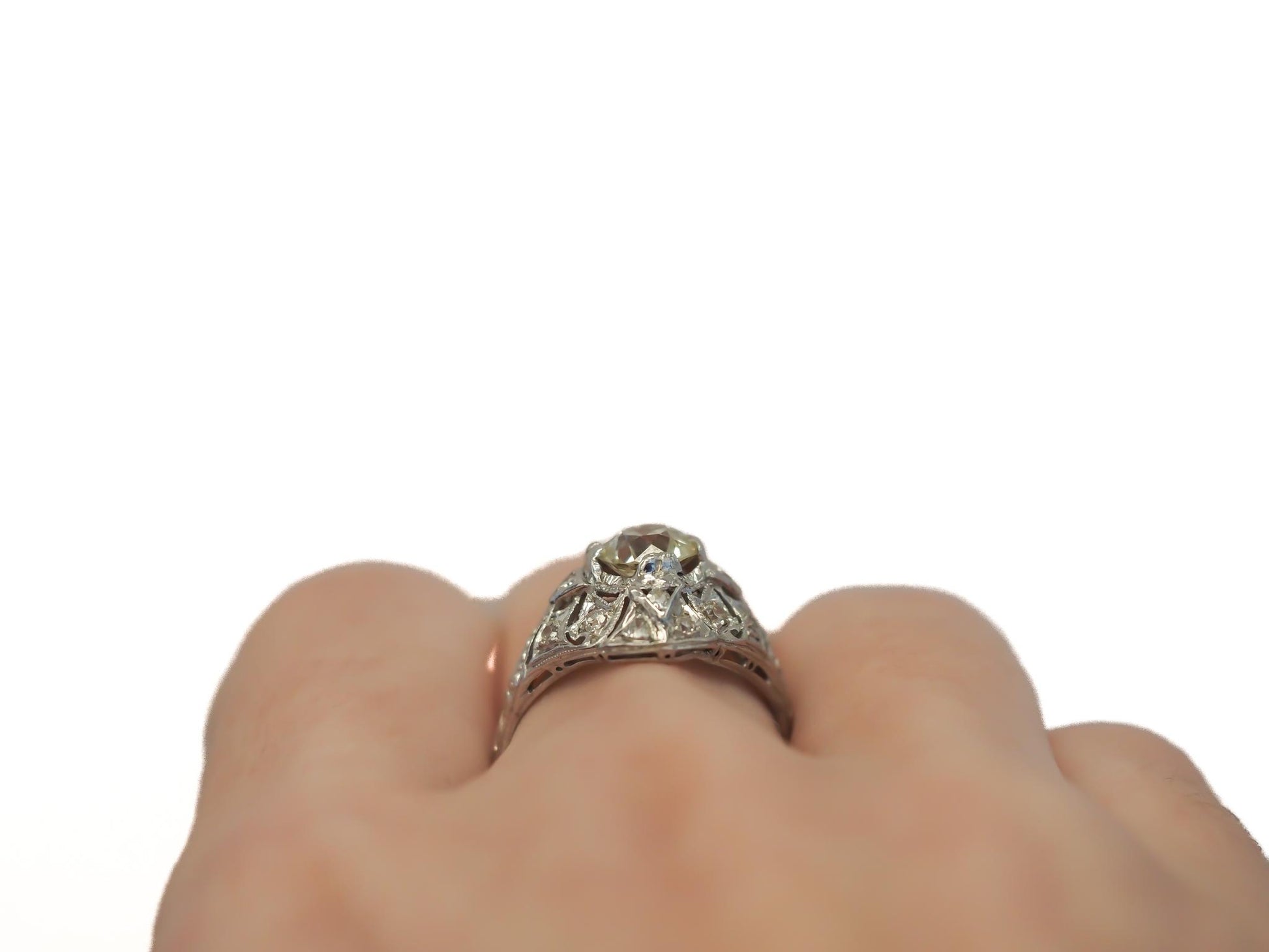 Circa 1920s GIA 1.08ct Old European Diamond Engagement Ring