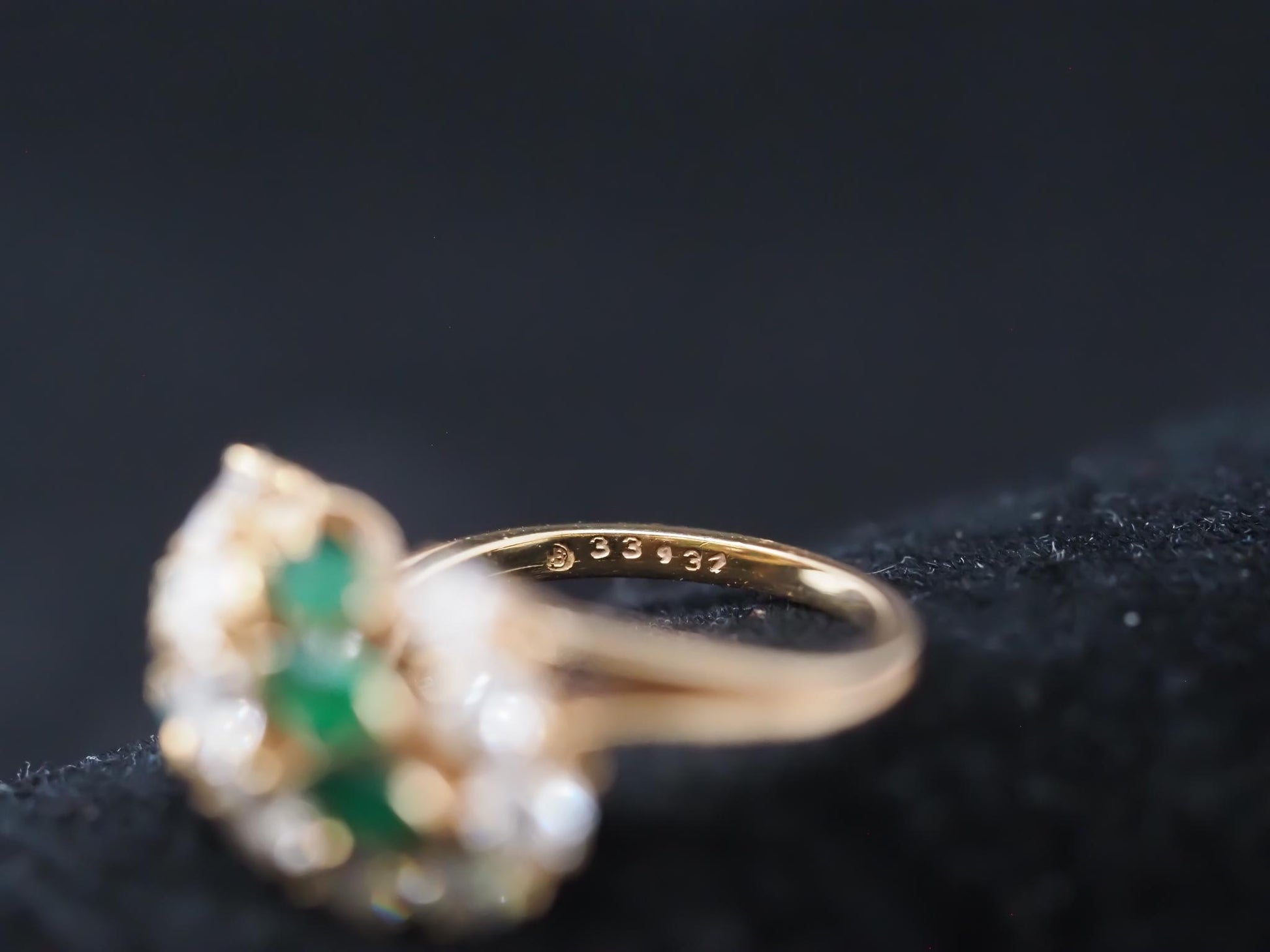 Vintage 18K Yellow Gold Oscar Heyman Emerald and Diamond Ring