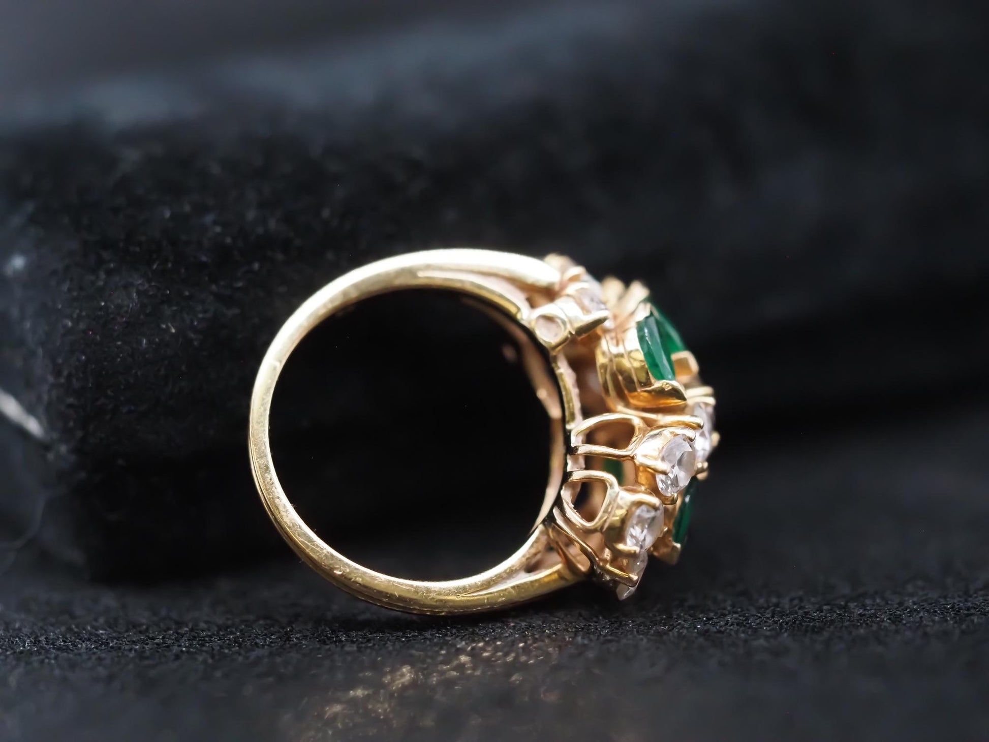 Vintage 18K Yellow Gold Oscar Heyman Emerald and Diamond Ring