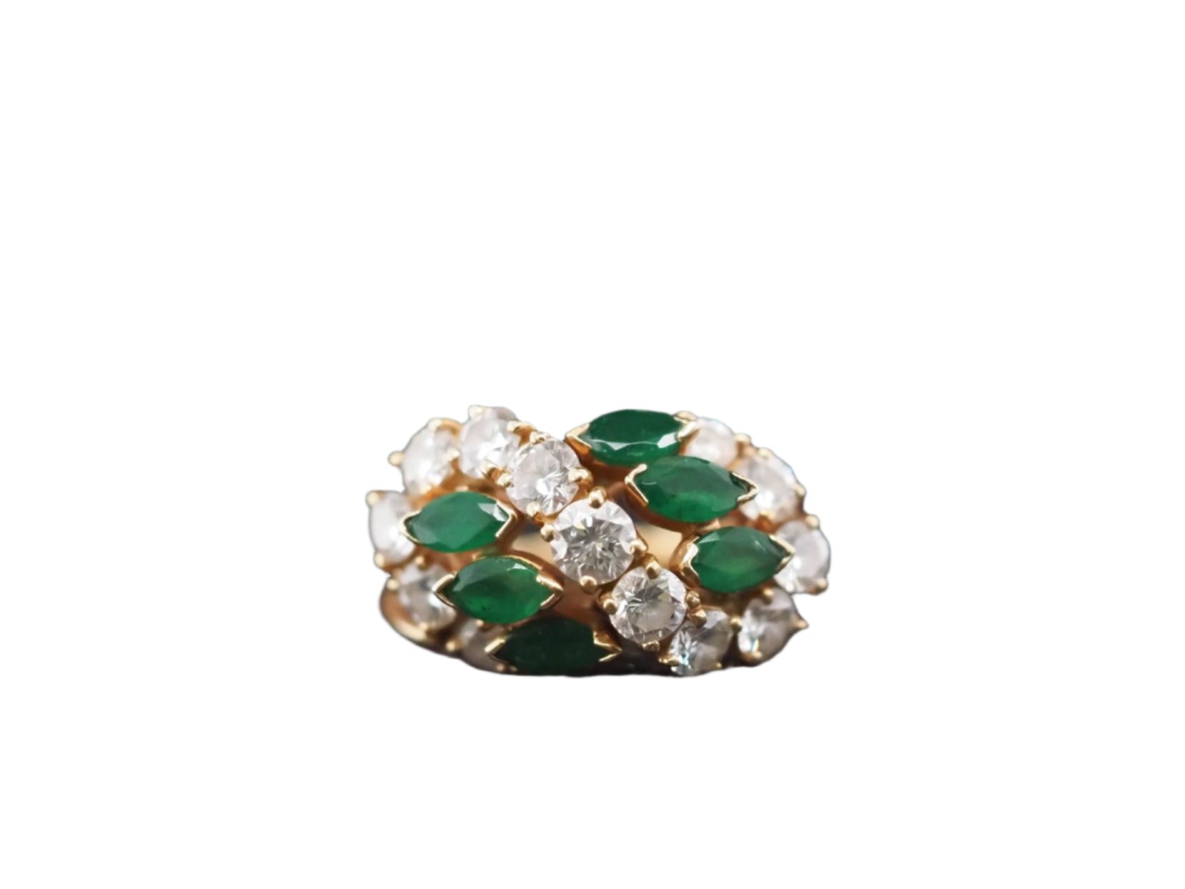 Vintage 18K Yellow Gold Oscar Heyman Emerald and Diamond Ring