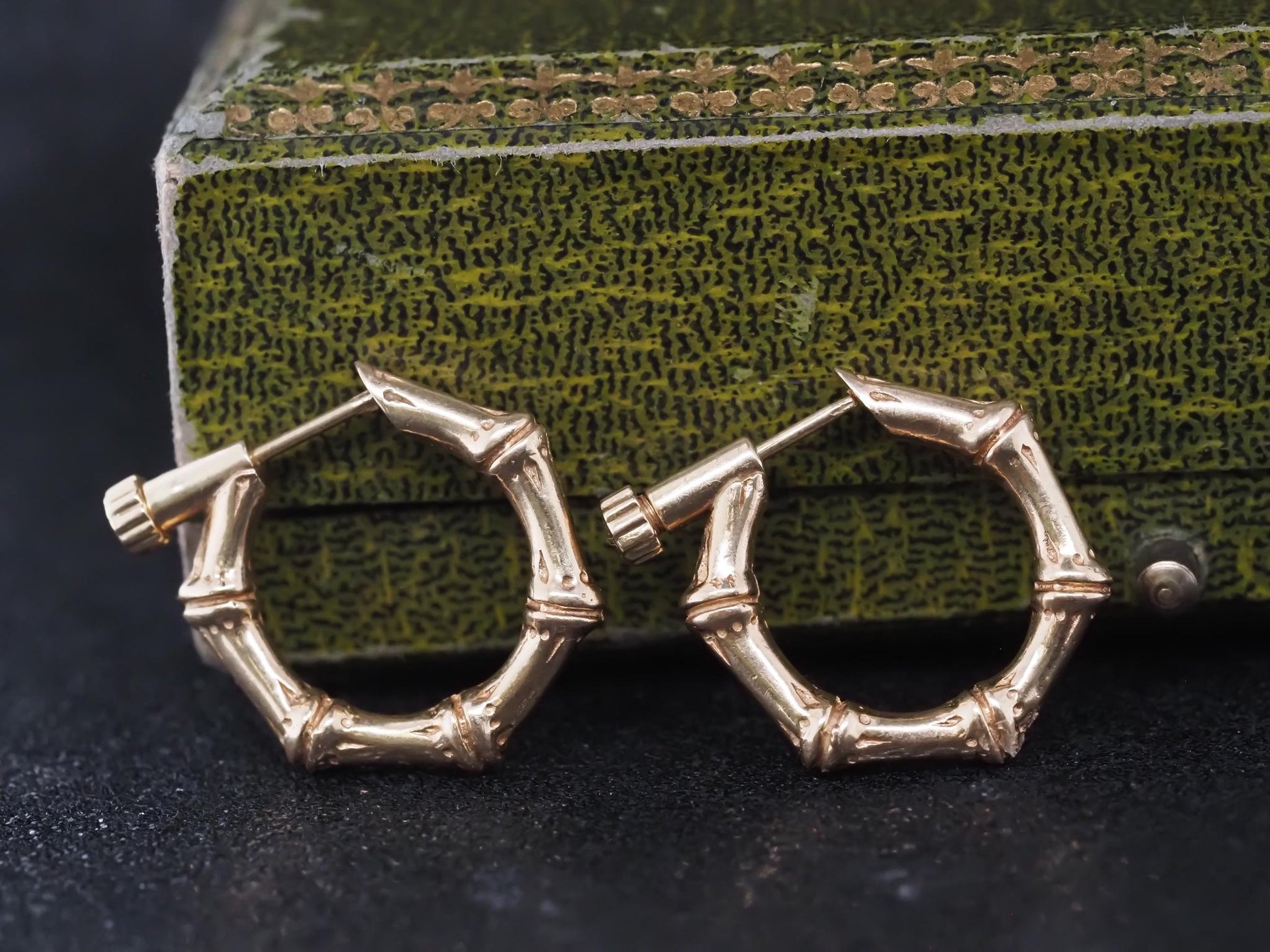 Vintage Tiffany & Co. 14K Yellow Gold Bamboo Hoop Earrings