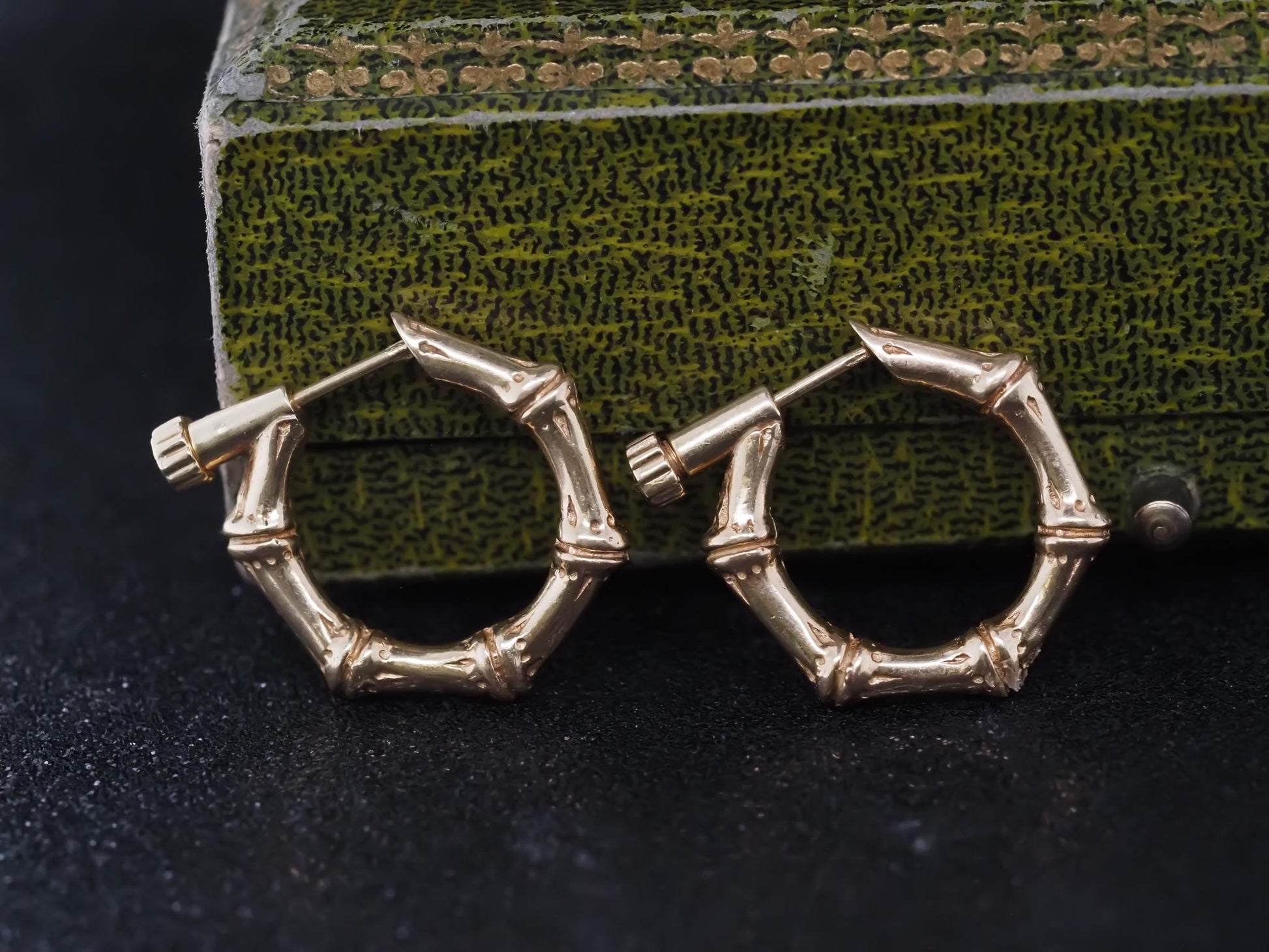 Vintage Tiffany & Co. 14K Yellow Gold Bamboo Hoop Earrings