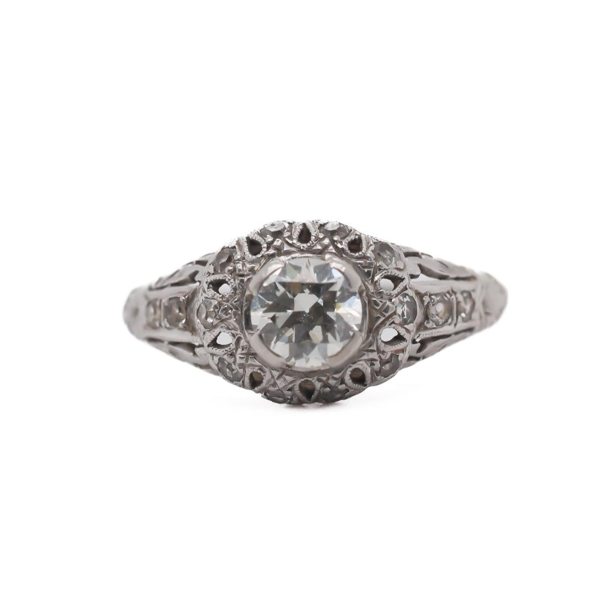 Antique Platinum Engagement Ring .70cttw w/ Old European Cut Diamond from 1930's