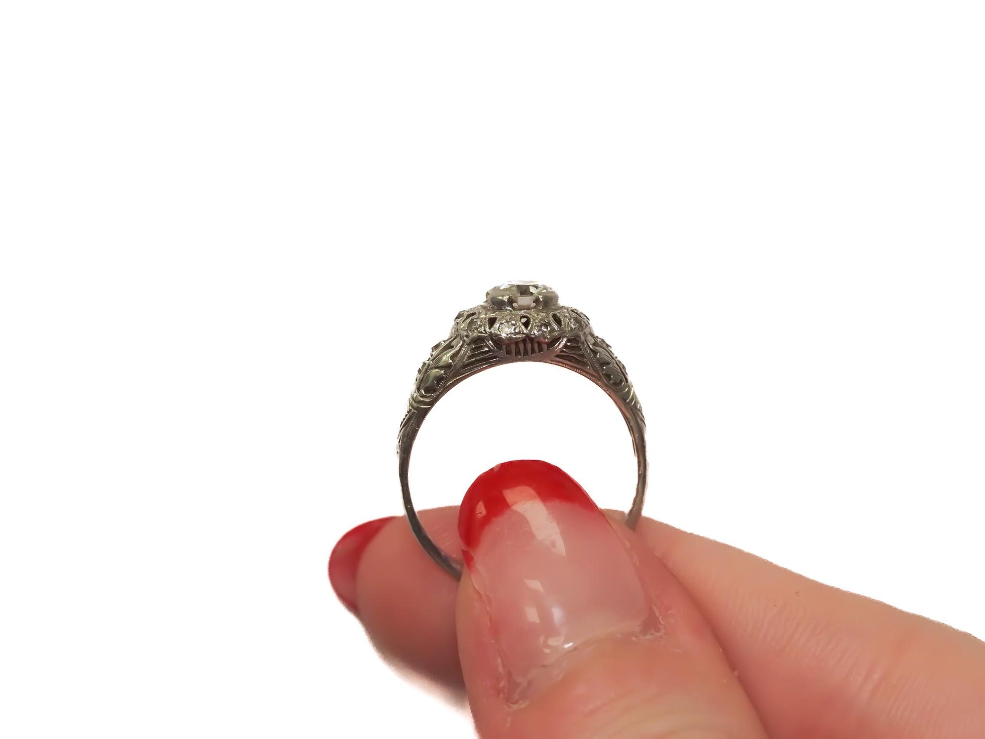 Antique Platinum Engagement Ring .70cttw w/ Old European Cut Diamond from 1930's