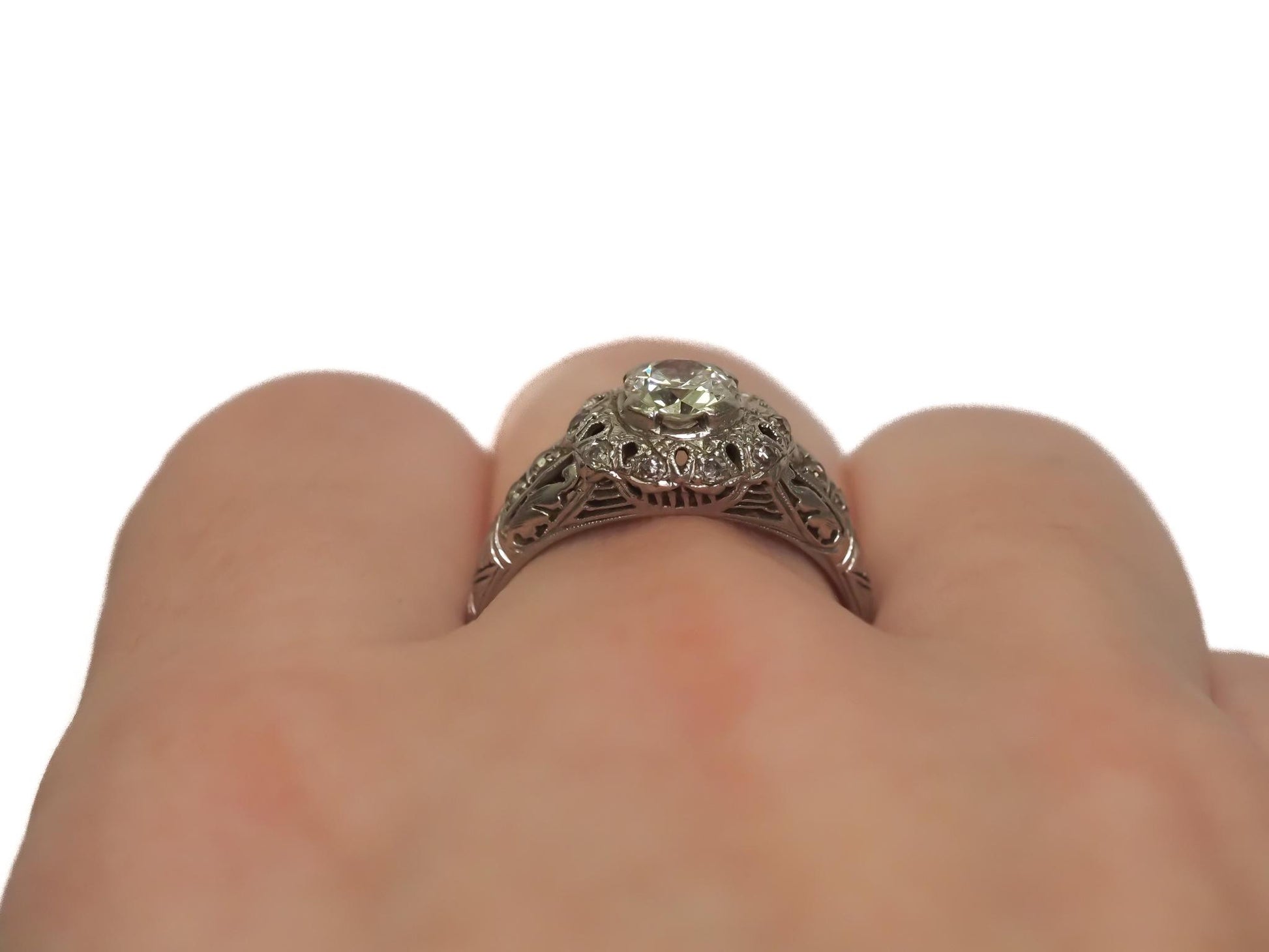 Antique Platinum Engagement Ring .70cttw w/ Old European Cut Diamond from 1930's