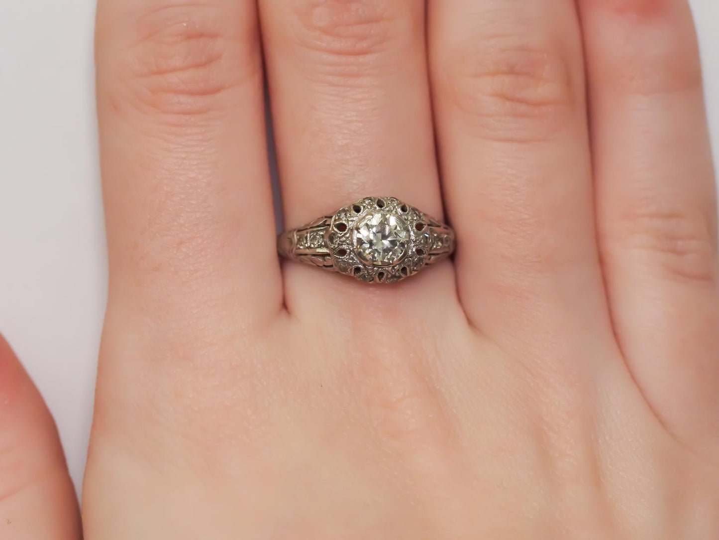 Antique Platinum Engagement Ring .70cttw w/ Old European Cut Diamond from 1930's