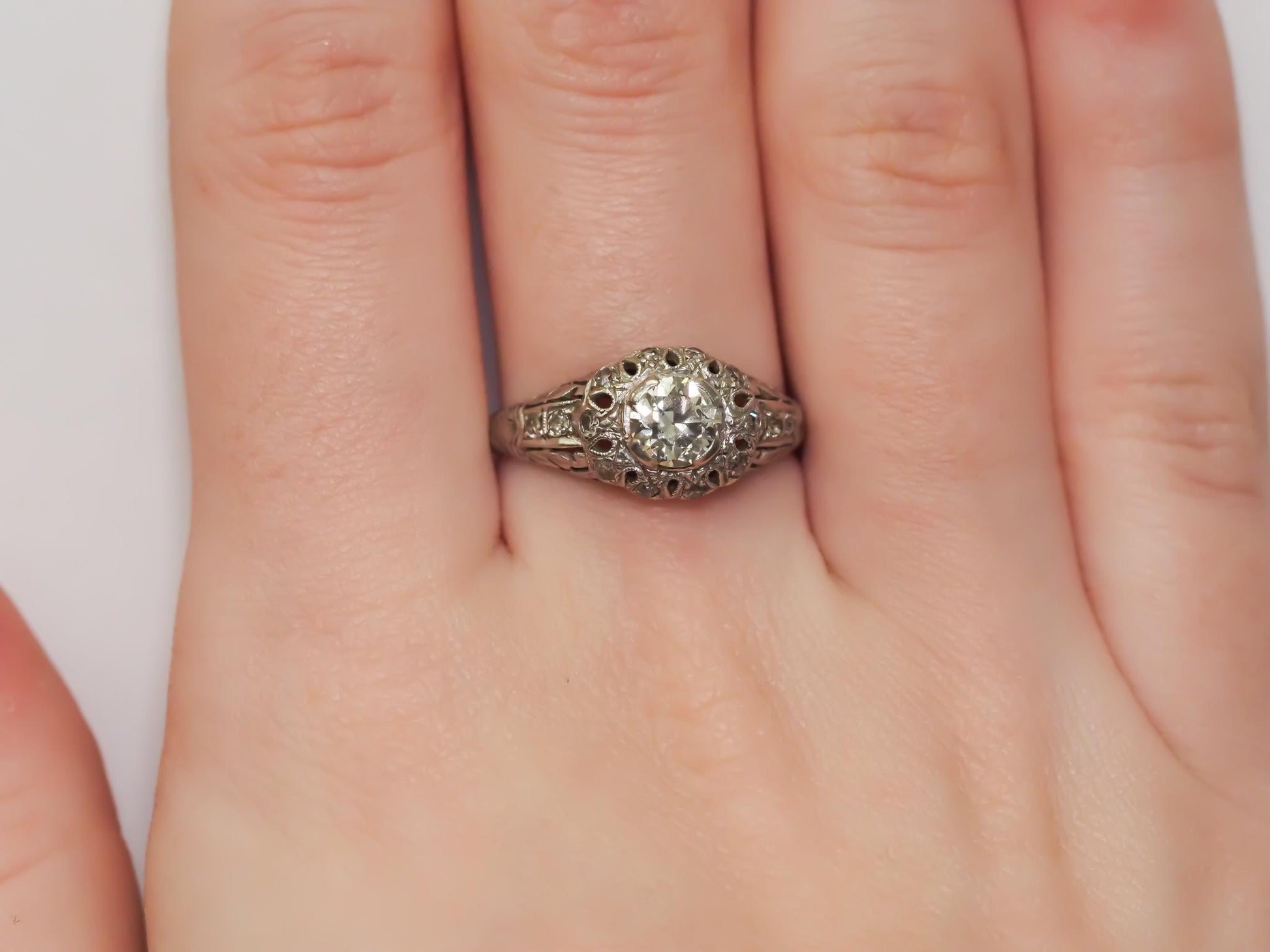 Antique Platinum Engagement Ring .70cttw w/ Old European Cut Diamond from 1930's