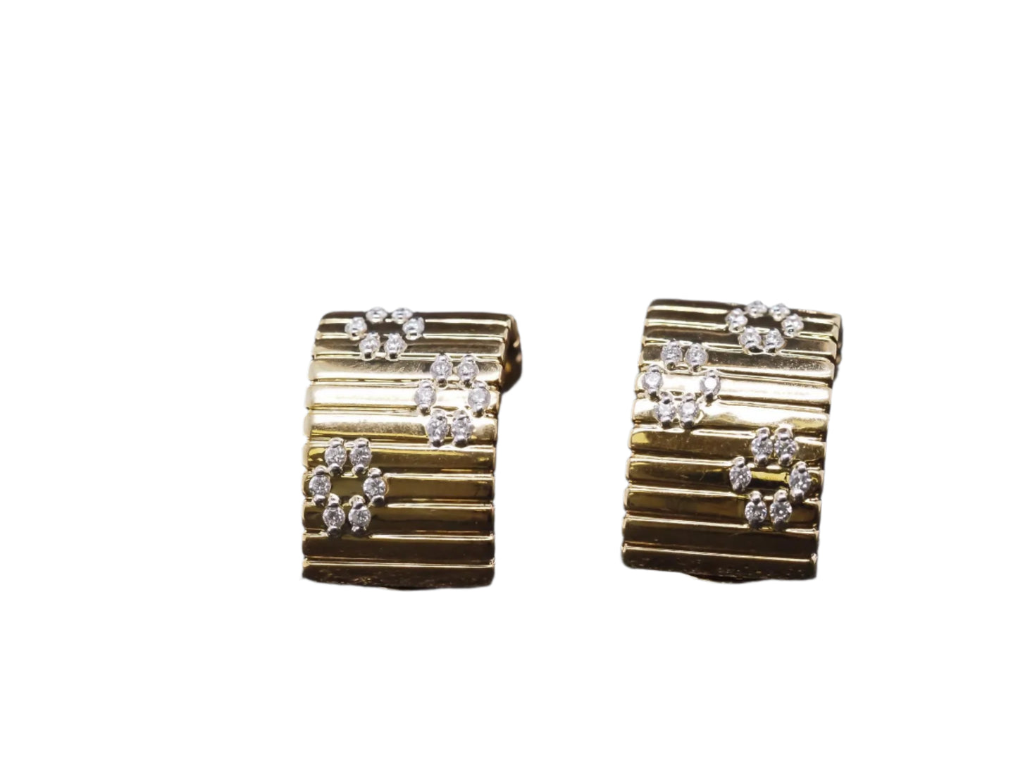 18K Yellow Gold Roberto Coin Ribbed Diamond Earrings